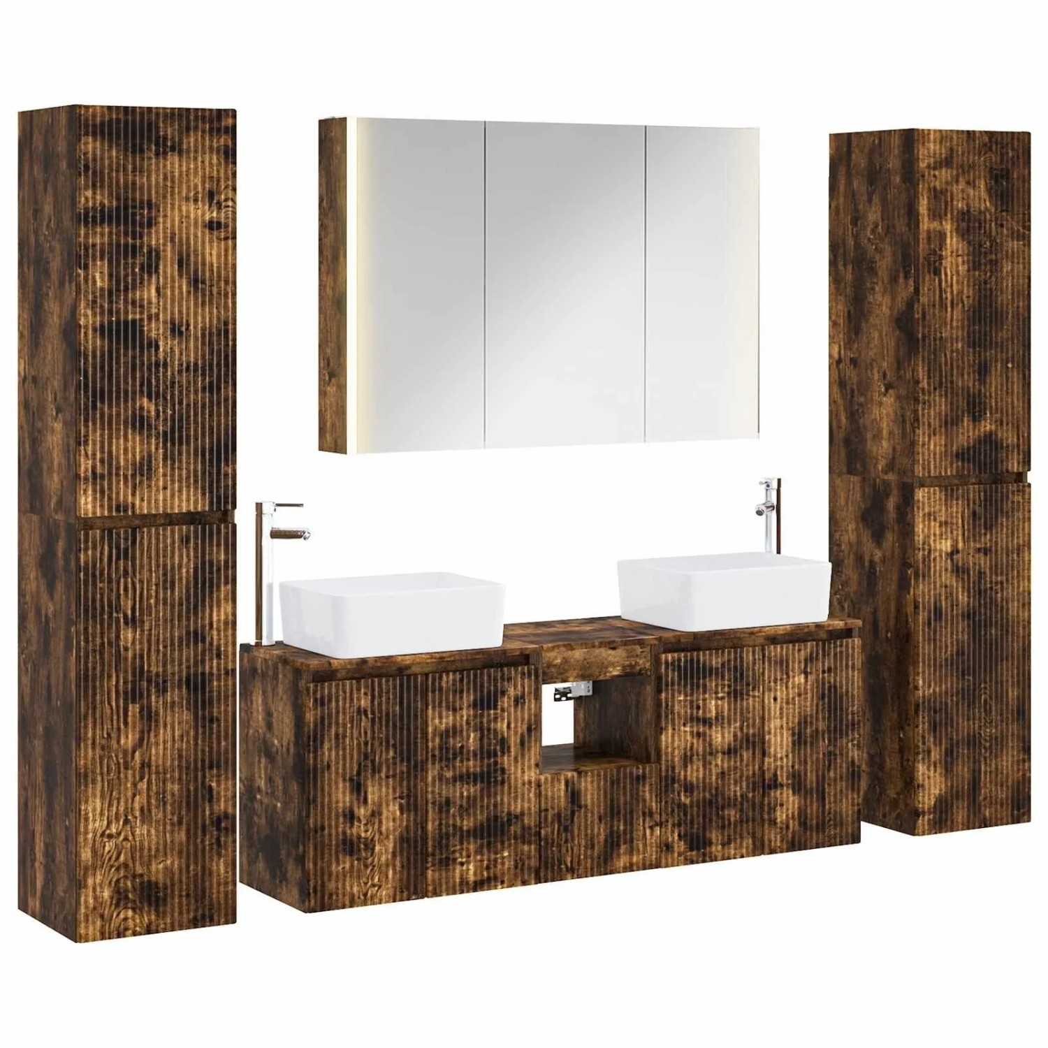 vidaXL Badezimmermöbel-Set 6-Tlg Geräucherte Eiche 3407235