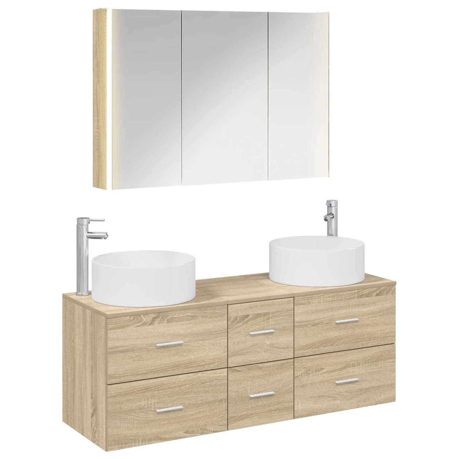 vidaXL Badezimmermöbel-Set 4-Tlg Sonoma-Eiche Ingenieurholz und Glas 3407105