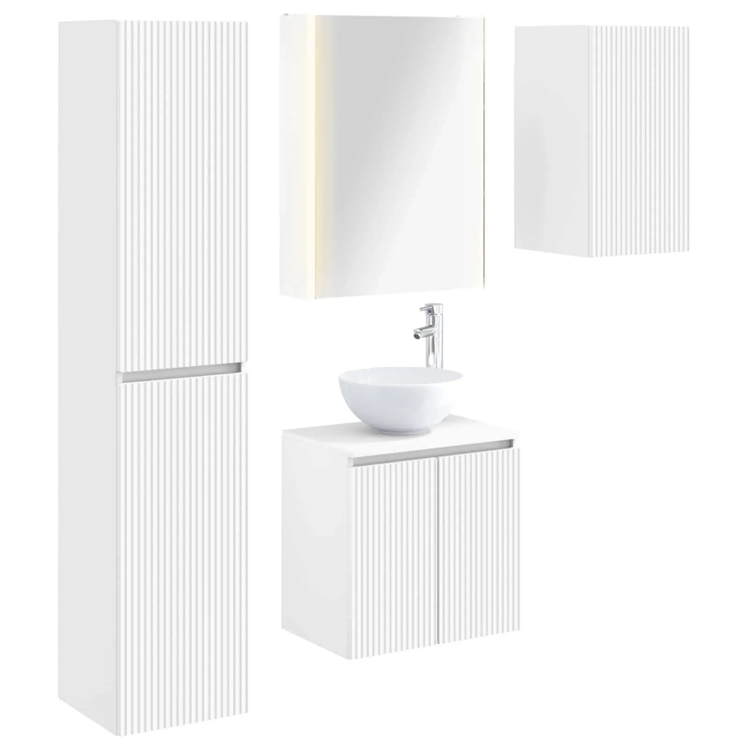 vidaXL Badezimmerschrank-Set 5-Tlg Weiß 53 x 15,5 x 70 cm 3407303