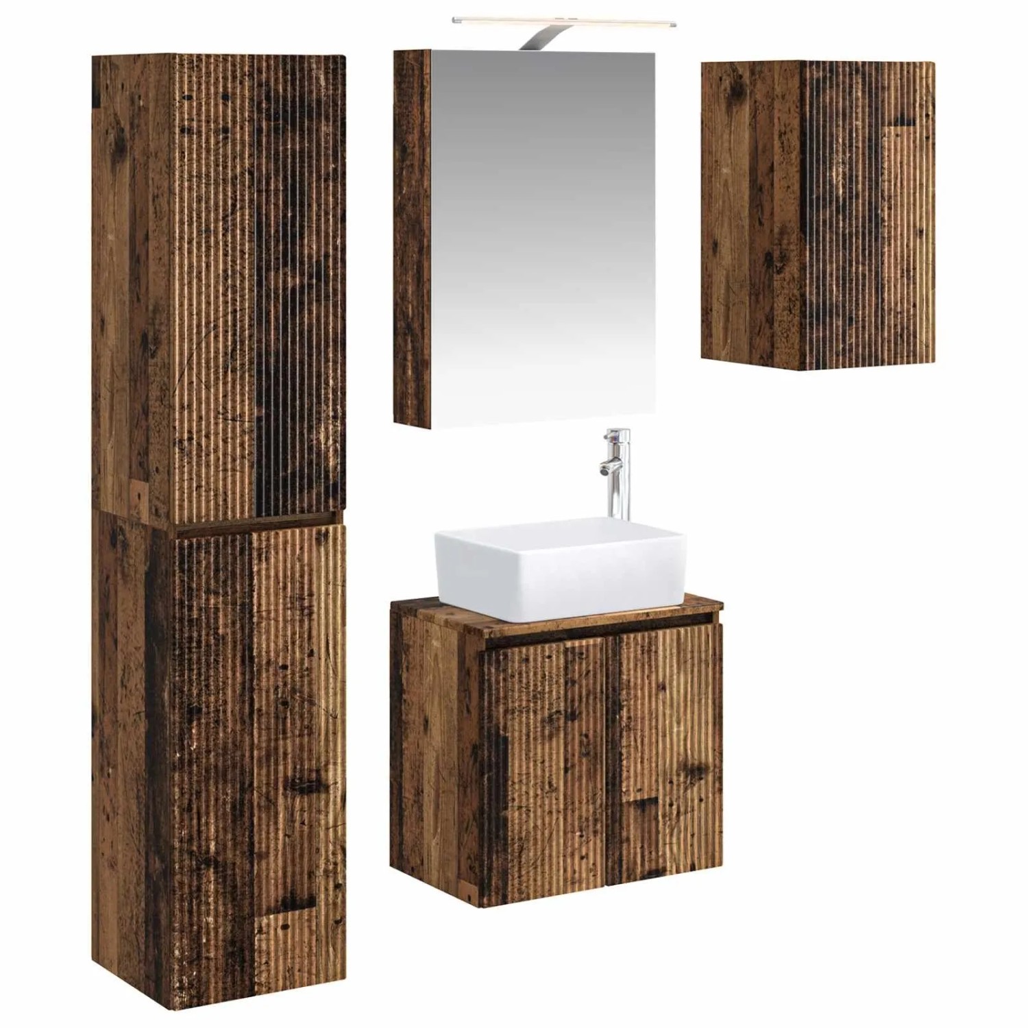 vidaXL Badezimmerschrank-Set 5-Tlg Altholz 50 x 14,5 x 70 cm 3407317