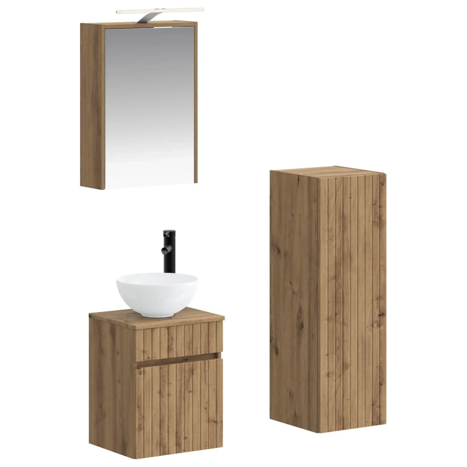 vidaXL Badezimmermöbel-Set 4-Tlg Artisan-Eiche Ingenieurholz und Glas 3407470