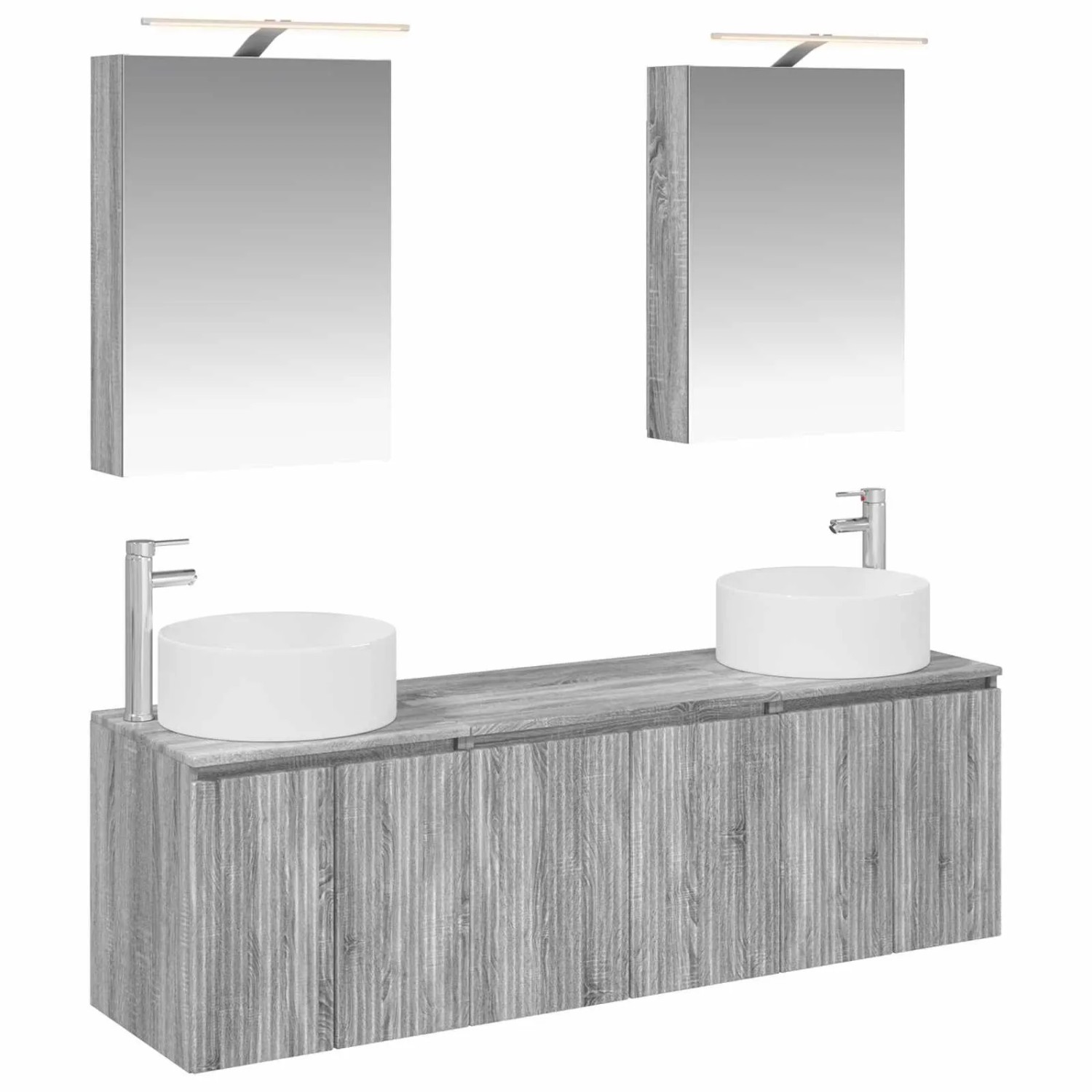 vidaXL Badezimmerschrank-Set 5-Tlg Grau Sonoma Holzwerkstoff 3406556