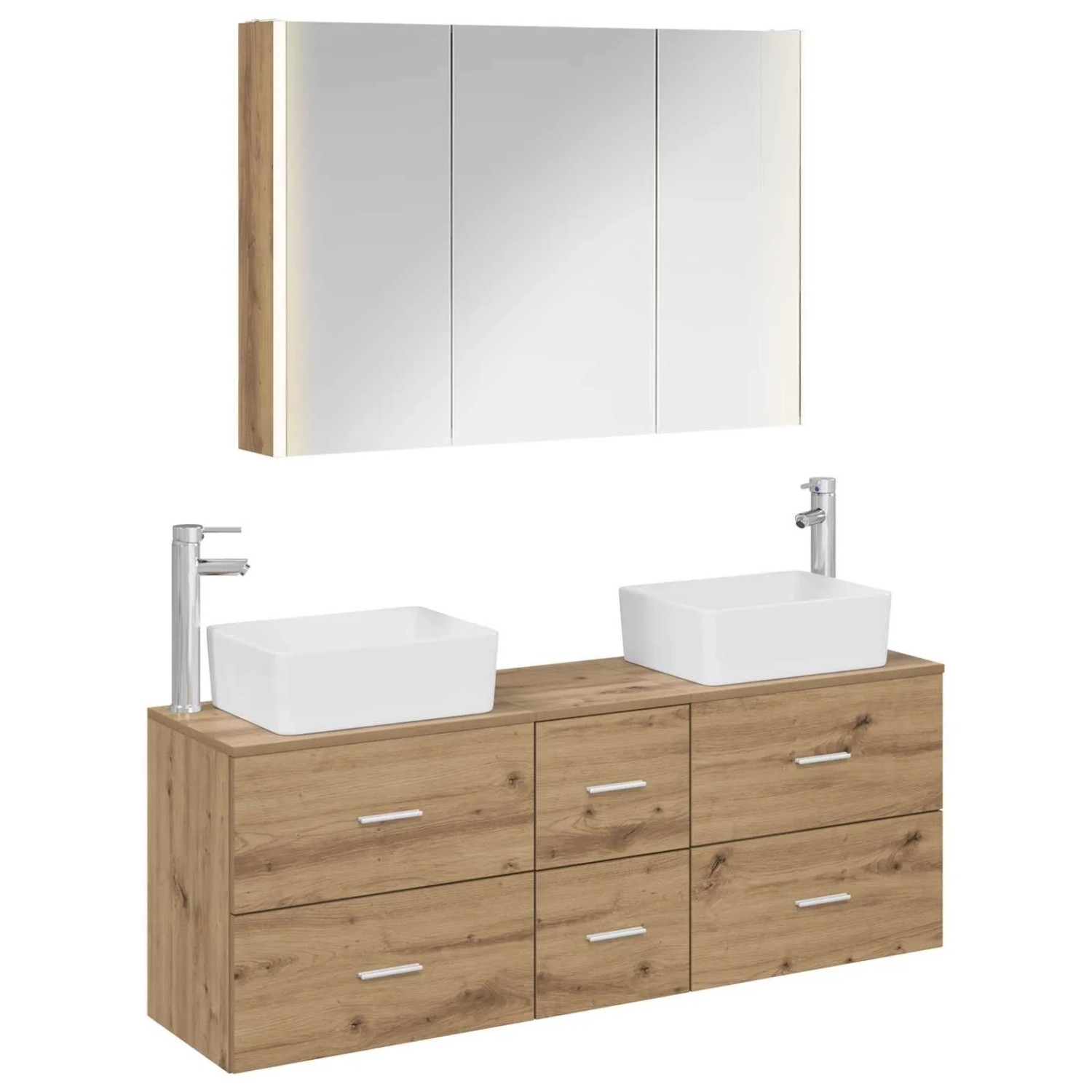 vidaXL Badezimmermöbel-Set 4-Tlg Artisan-Eiche Ingenieurholz und Glas 3406870