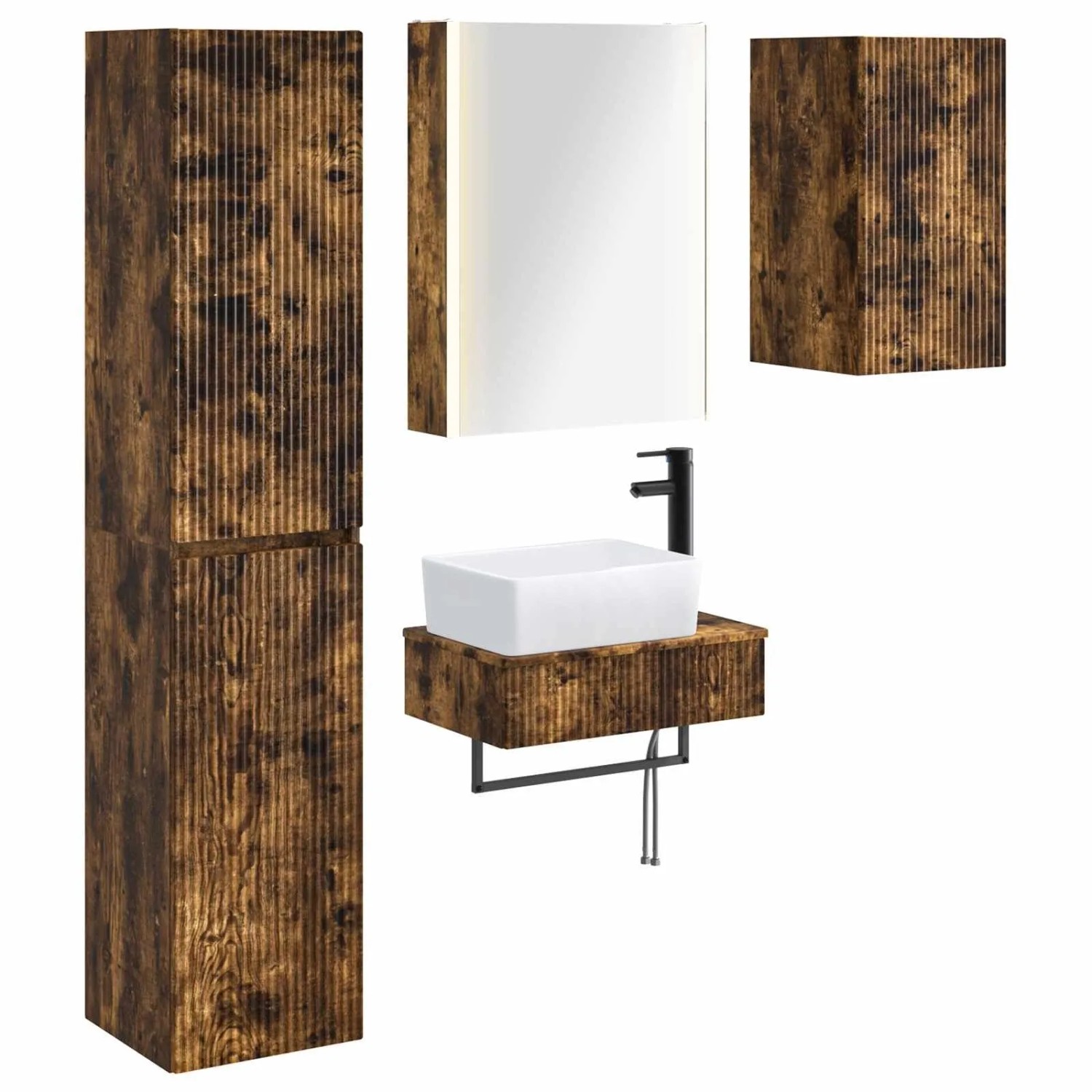 vidaXL Badezimmermöbel-Set 5-Tlg Geräucherte Eiche 3407283