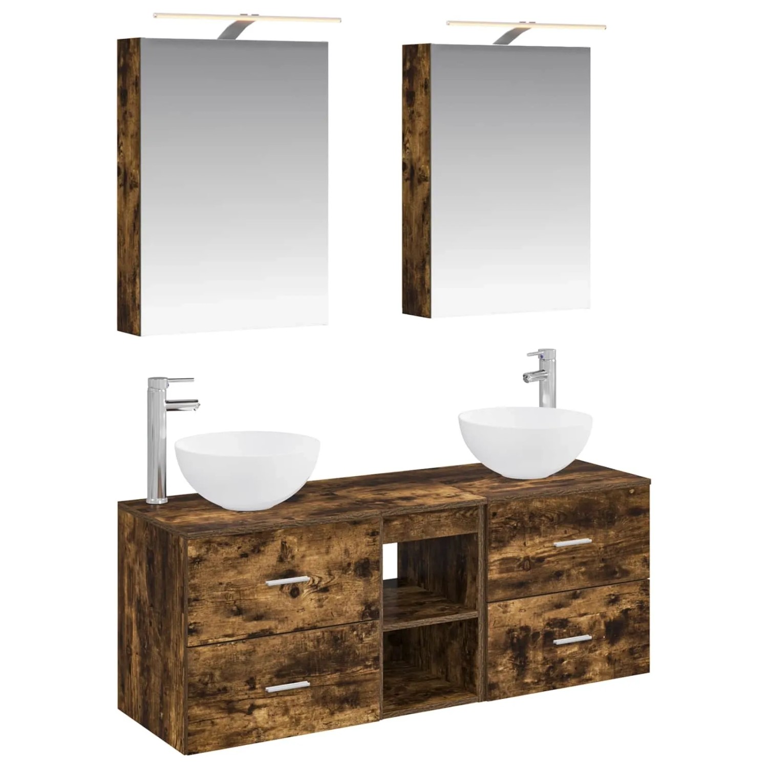 vidaXL Badezimmermöbel-Set 5-Tlg Geräucherte Eiche 3406715