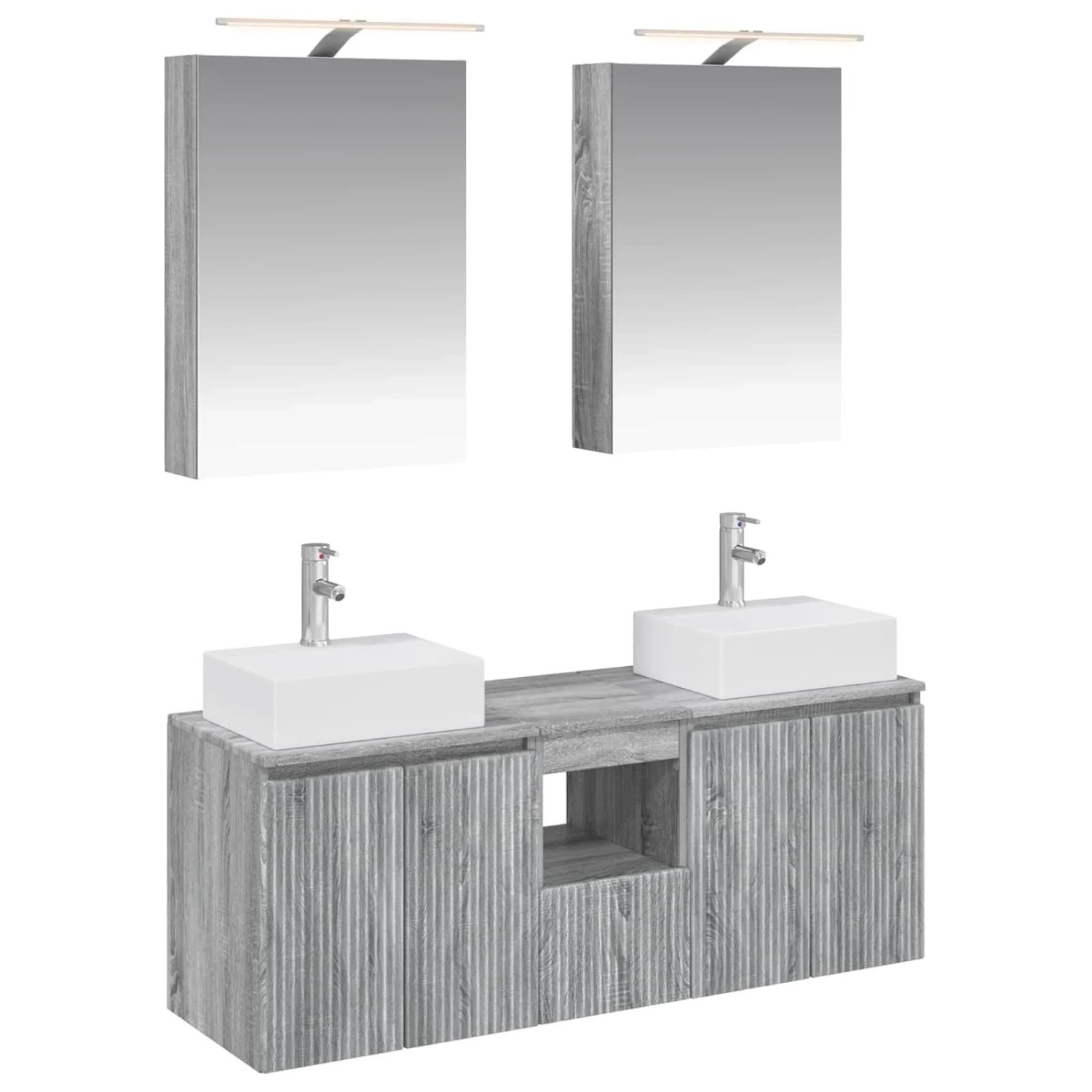 vidaXL Badezimmerschrank-Set 5-Tlg Grau Sonoma Holzwerkstoff 3406396