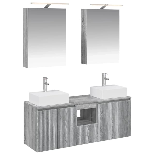 vidaXL Badezimmerschrank-Set 5-Tlg Grau Sonoma Holzwerkstoff 3406396