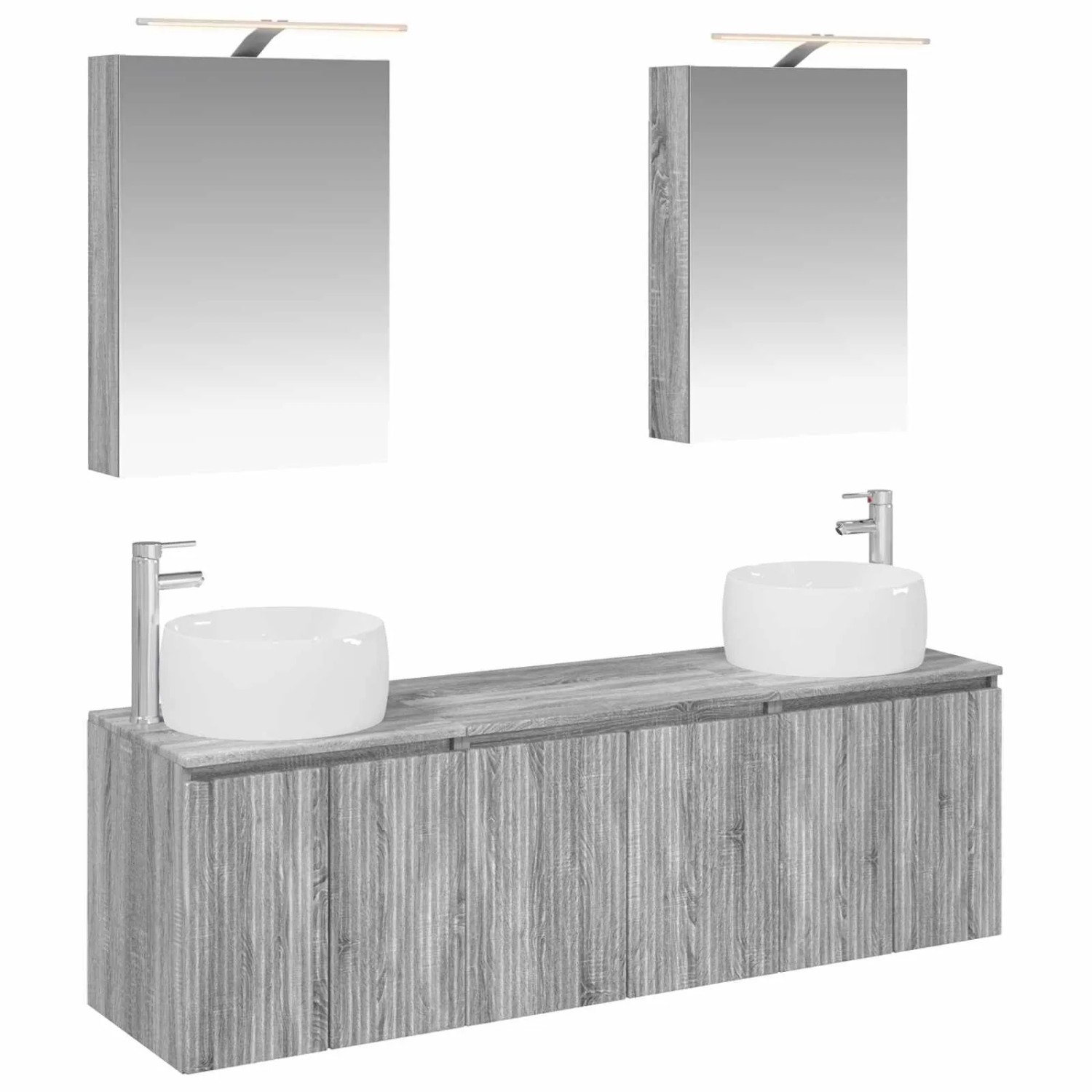 vidaXL Badezimmerschrank-Set 5-Tlg Grau Sonoma Holzwerkstoff 3406516