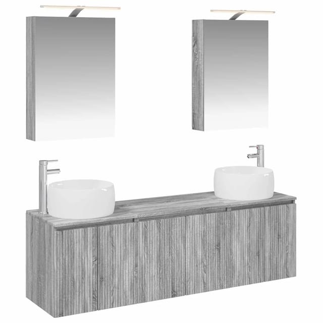 vidaXL Badezimmerschrank-Set 5-Tlg Grau Sonoma Holzwerkstoff 3406516