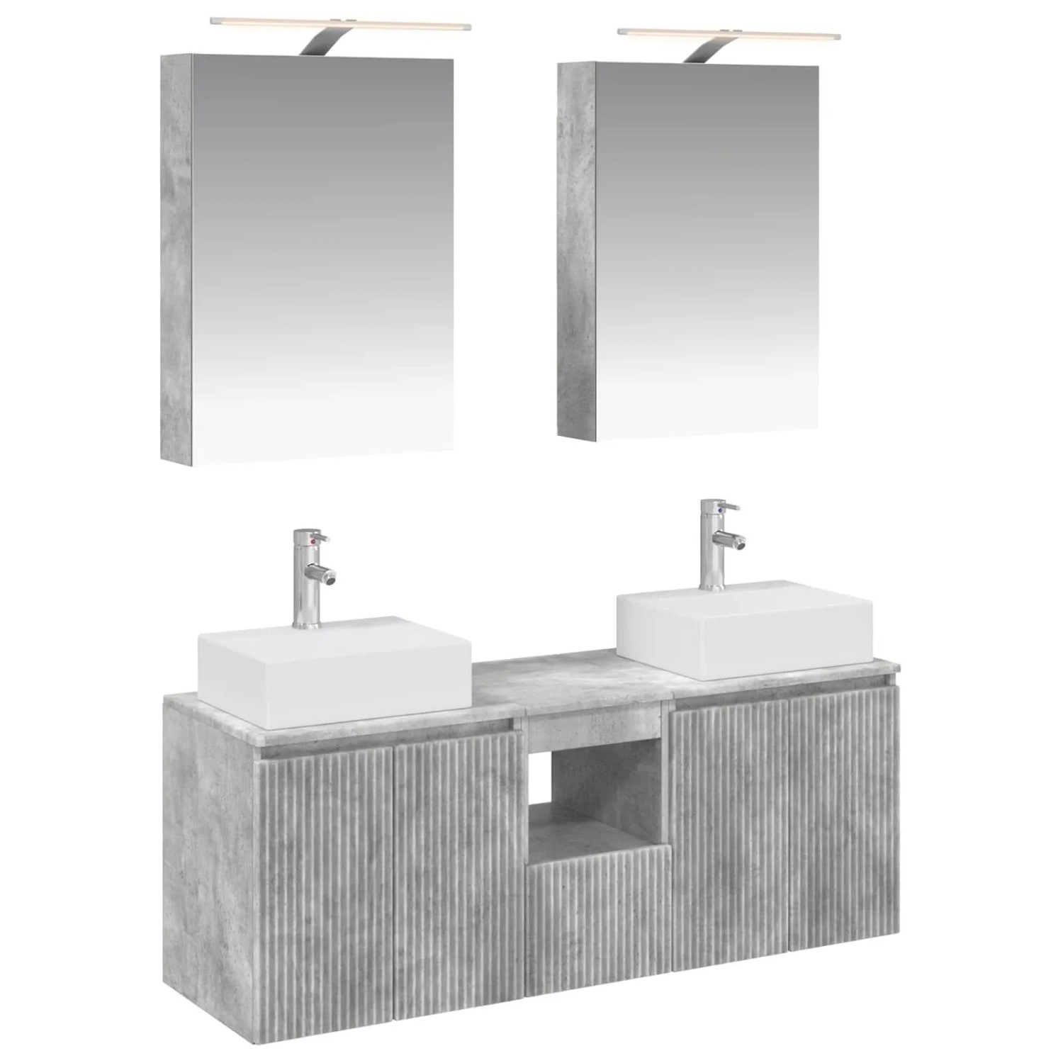 vidaXL Badezimmerschrank-Set 5-Tlg Betongrau Holzwerkstoff 3406394