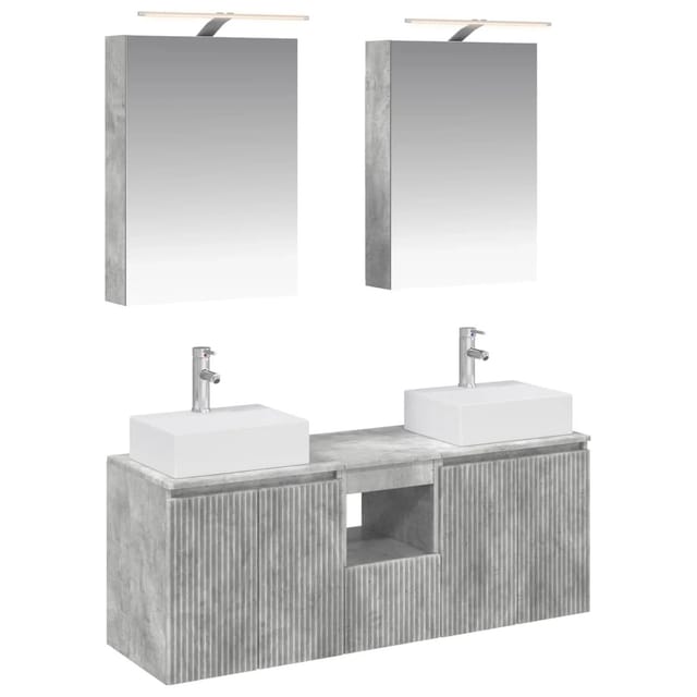 vidaXL Badezimmerschrank-Set 5-Tlg Betongrau Holzwerkstoff 3406394