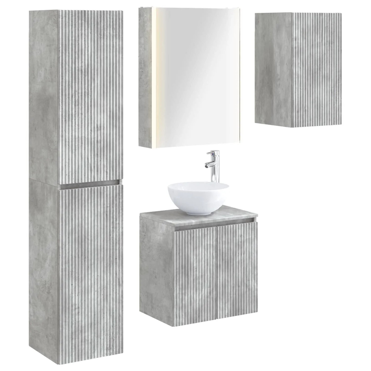 vidaXL Badezimmerschrank-Set 5-Tlg Betongrau 53 x 15,5 x 70 cm 3407306
