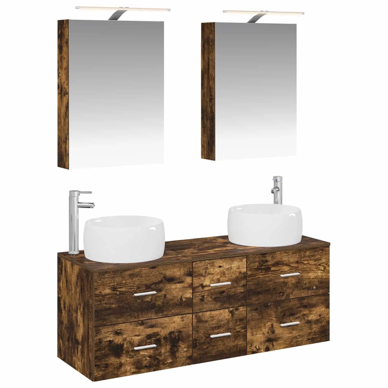 vidaXL Badezimmermöbel-Set 5-Tlg Geräucherte Eiche 3407035