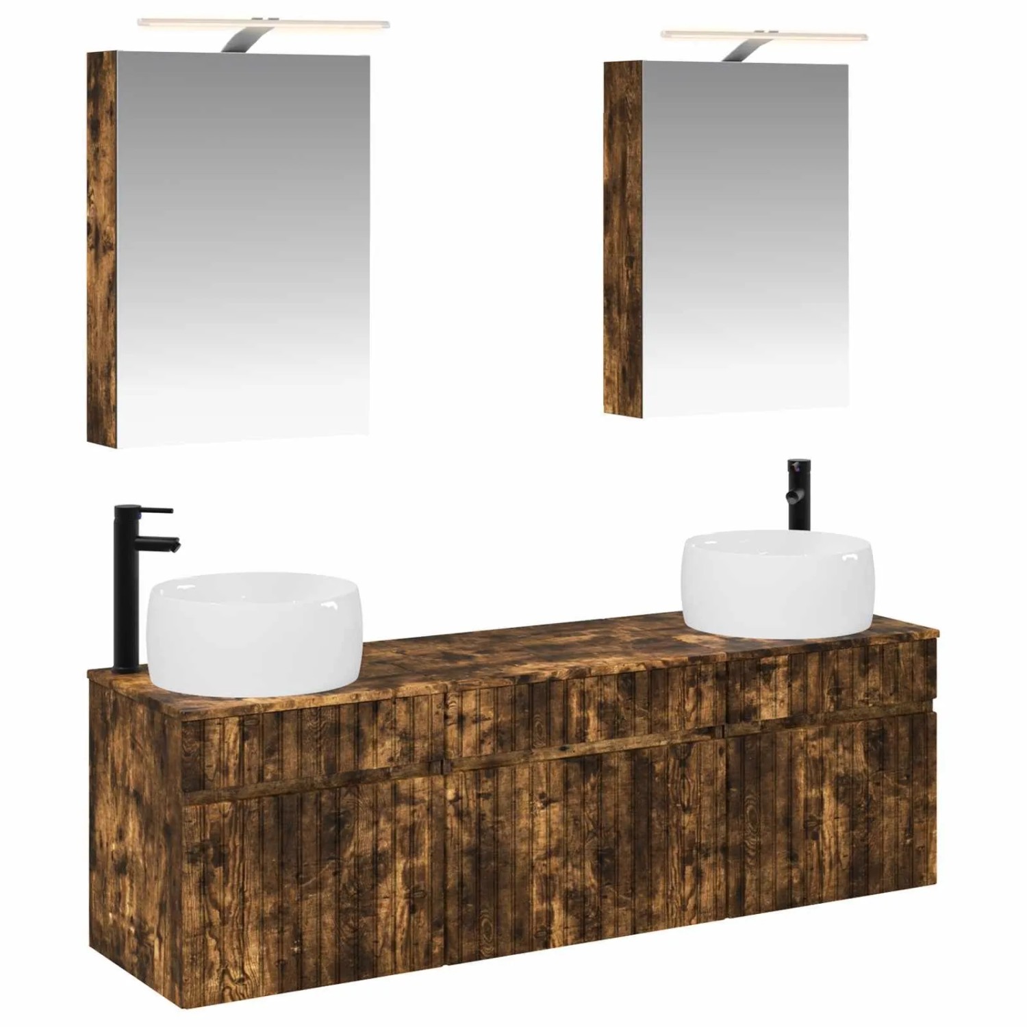 vidaXL Badezimmerschrank-Set 5-Tlg Geräucherte Eiche 50 x 14,5 x 70 cm 3406635