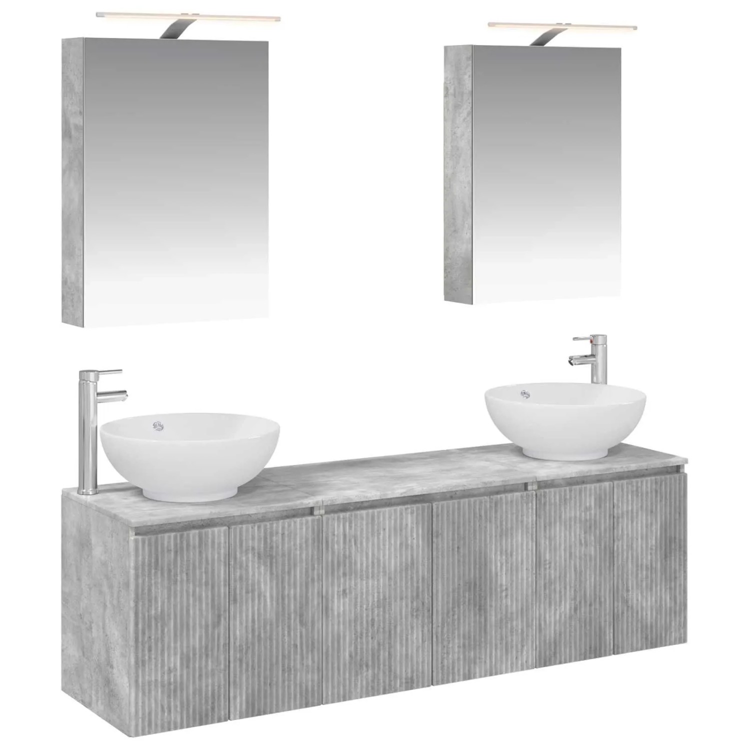 vidaXL Badezimmerschrank-Set 5-Tlg Betongrau Holzwerkstoff 3406474