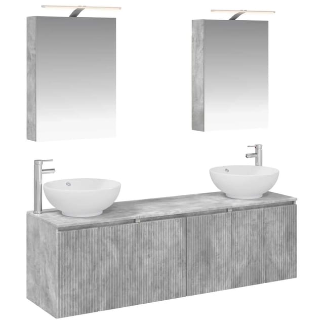 vidaXL Badezimmerschrank-Set 5-Tlg Betongrau Holzwerkstoff 3406474