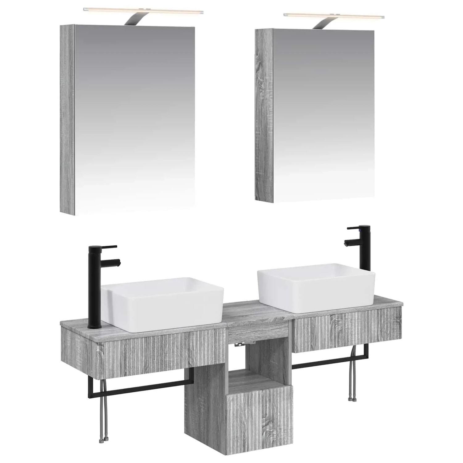 vidaXL Badezimmerschrank-Set 5-Tlg Grau Sonoma 50 x 14,5 x 70 cm 3406316