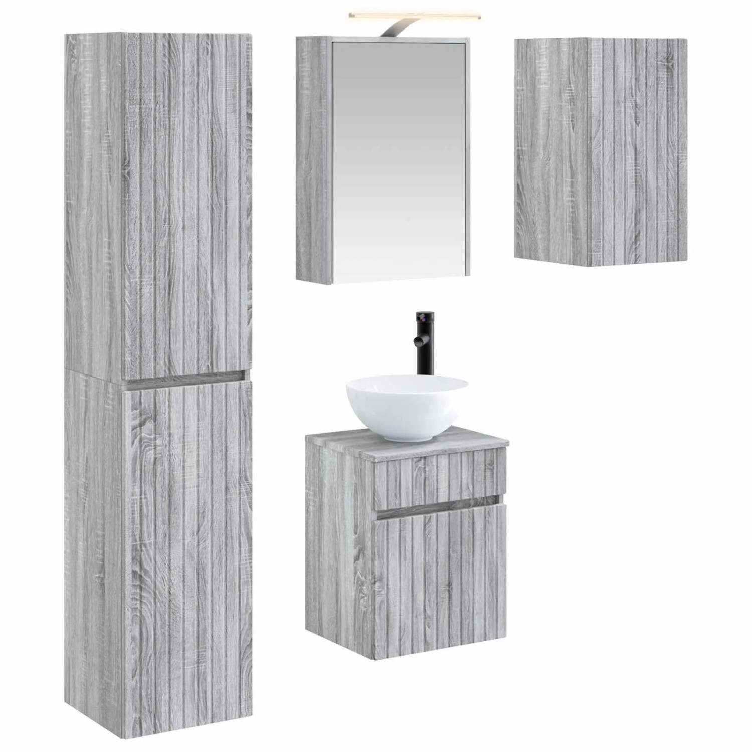 vidaXL Badezimmerschrank-Set 5-Tlg Grau Sonoma 43 x 16 x 62,5 cm 3407348
