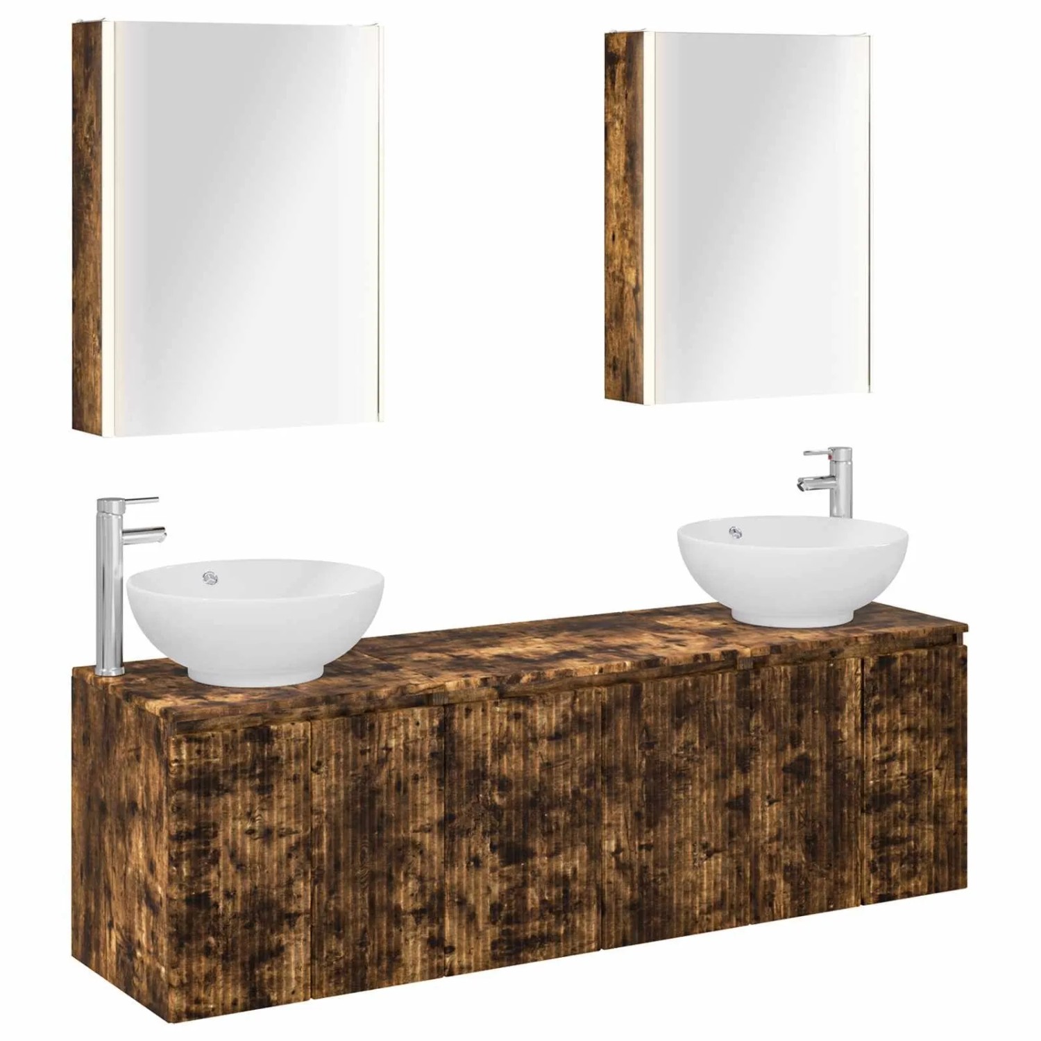 vidaXL Badezimmerschrank-Set 5-Tlg Geräucherte Eiche Holzwerkstoff 3406491