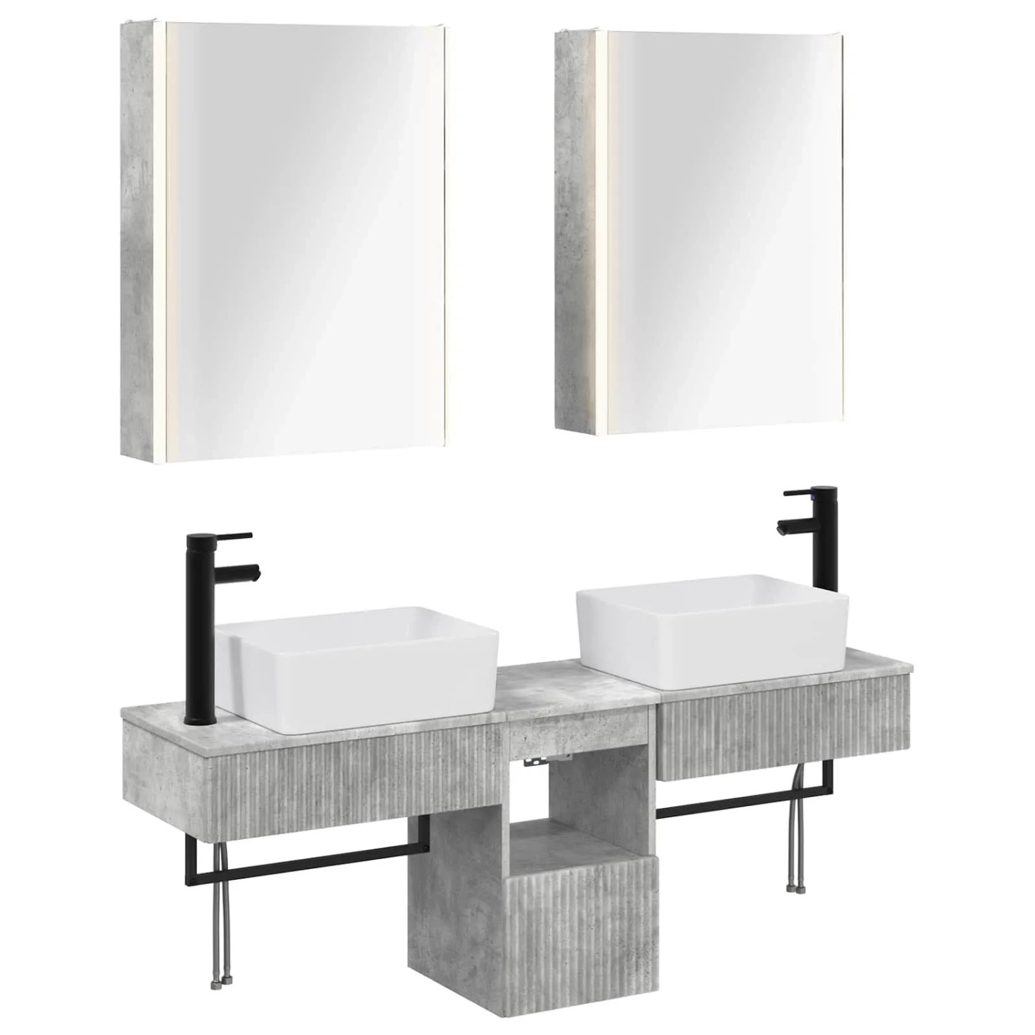 vidaXL Badezimmerschrank-Set 5-Tlg Betongrau 53 x 15,5 x 70 cm 3406330