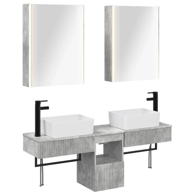 vidaXL Badezimmerschrank-Set 5-Tlg Betongrau 53 x 15,5 x 70 cm 3406330