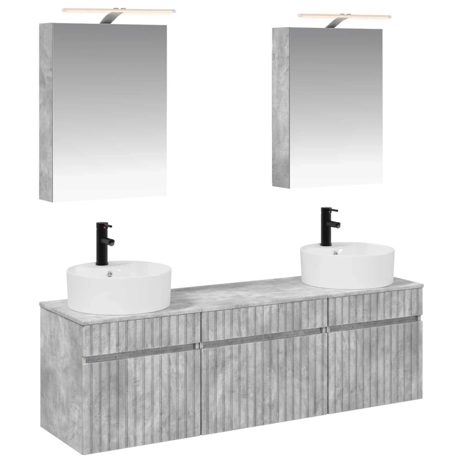 vidaXL Badezimmerschrank-Set 5-Tlg Betongrau 50 x 14,5 x 70 cm 3406594