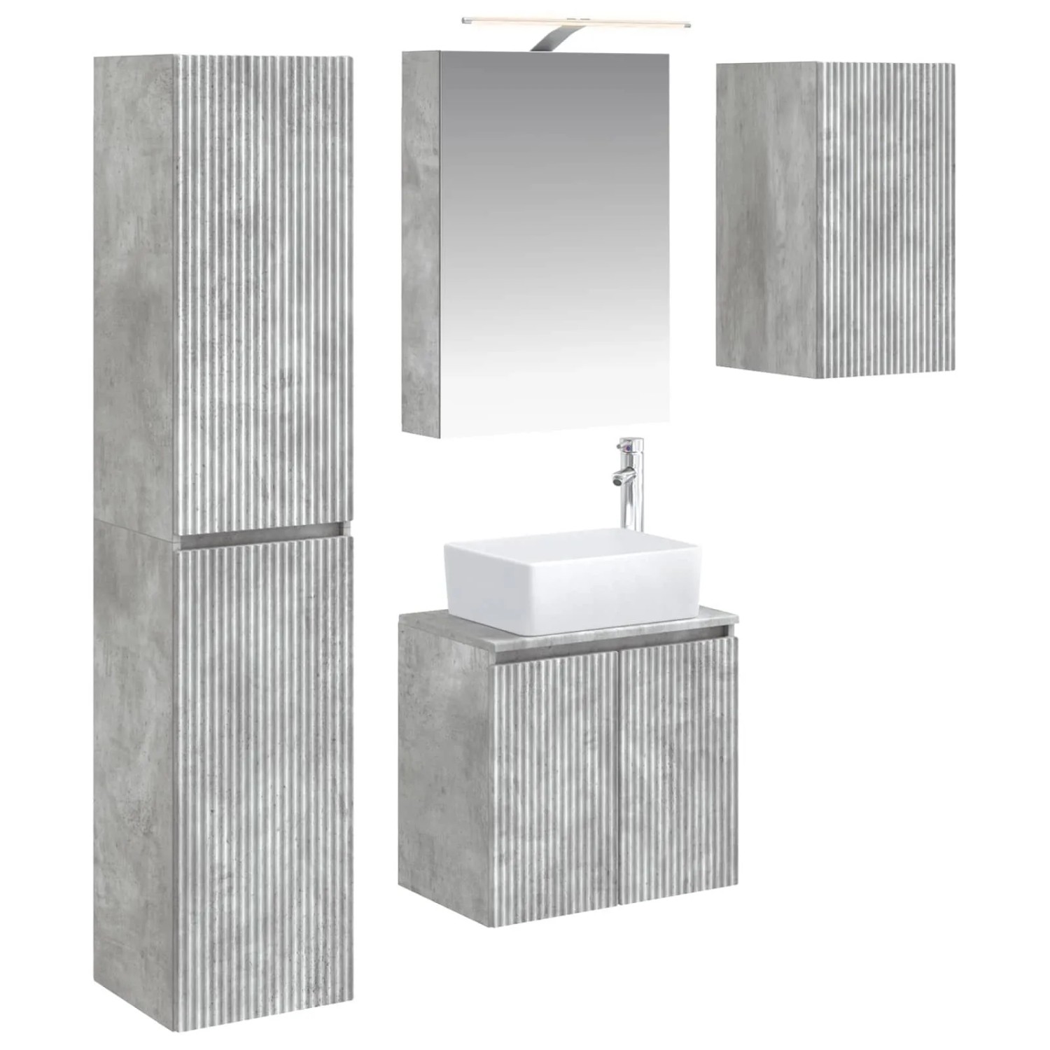 vidaXL Badezimmerschrank-Set 5-Tlg Betongrau 50 x 14,5 x 70 cm 3407314