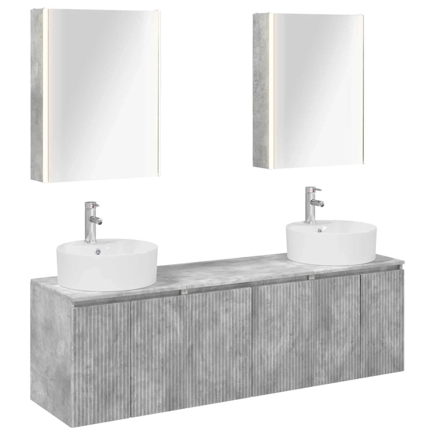 vidaXL Badezimmerschrank-Set 5-Tlg Betongrau Holzwerkstoff 3406450