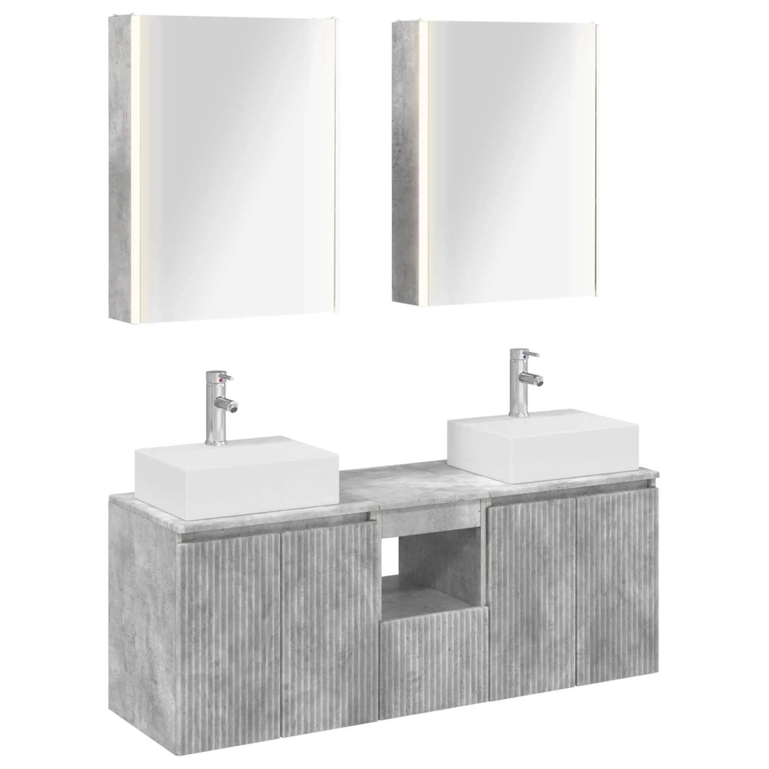 vidaXL Badezimmerschrank-Set 5-Tlg Betongrau Holzwerkstoff 3406410