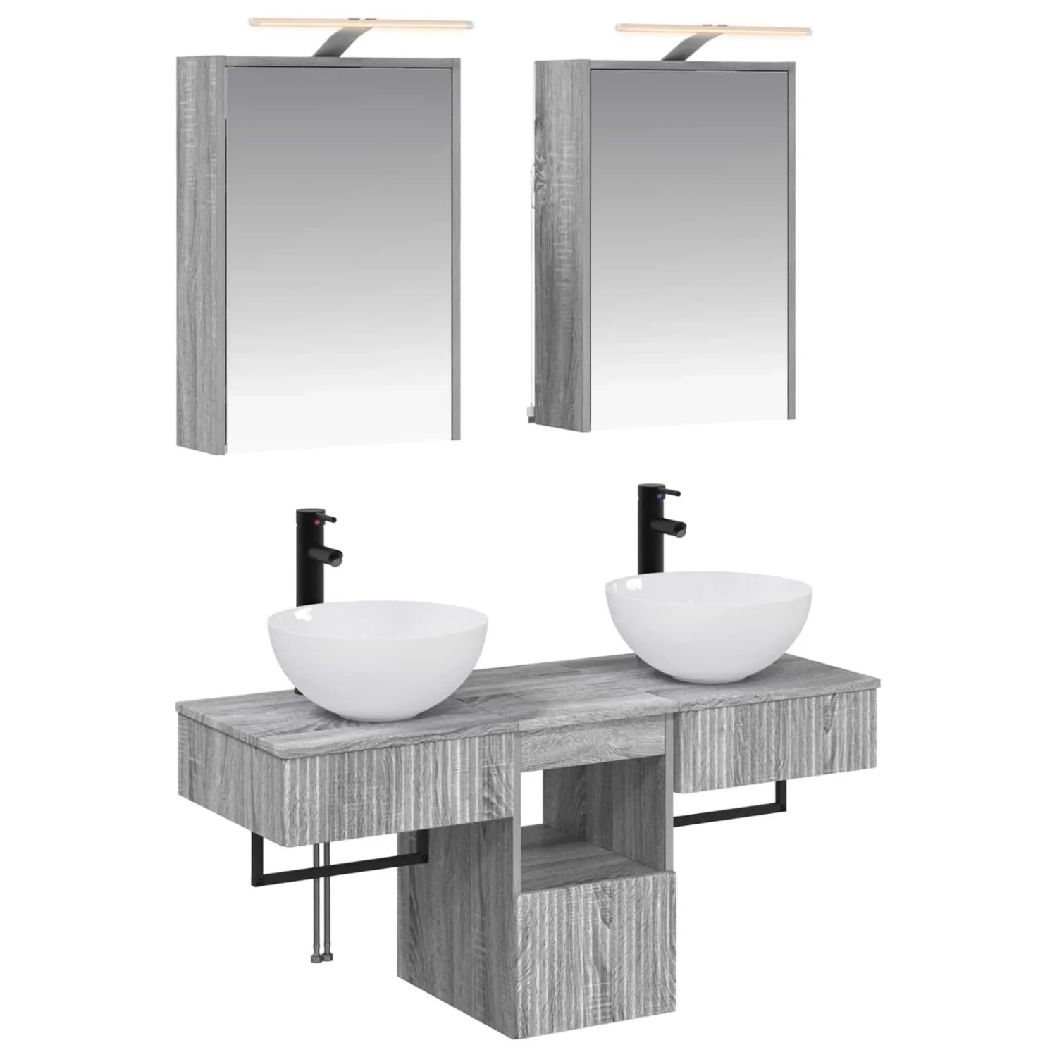 vidaXL Badezimmerschrank-Set 5-Tlg Grau Sonoma 43 x 16 x 62,5 cm 3406284