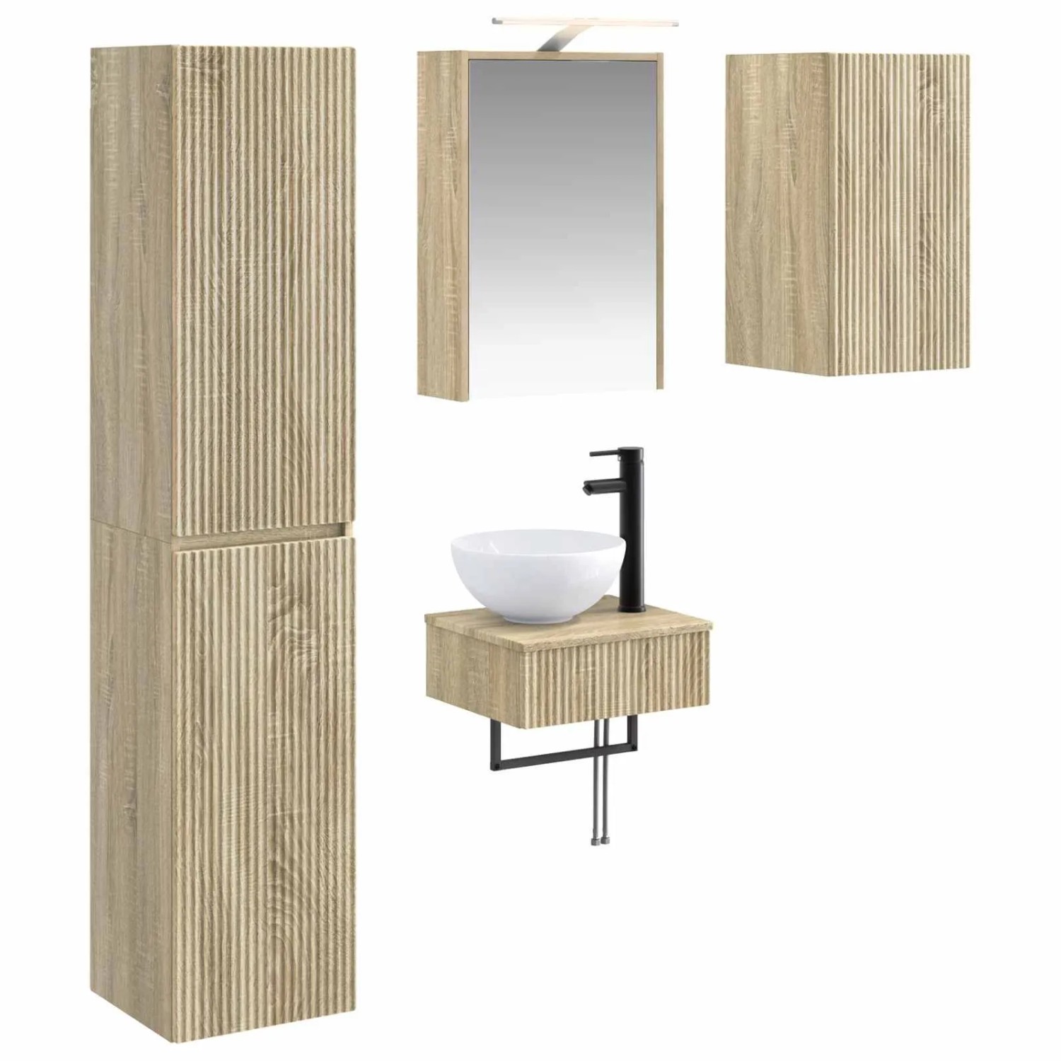 vidaXL Badezimmermöbel-Set 5-Tlg Sonoma-Eiche Ingenieurholz und Glas 3407249