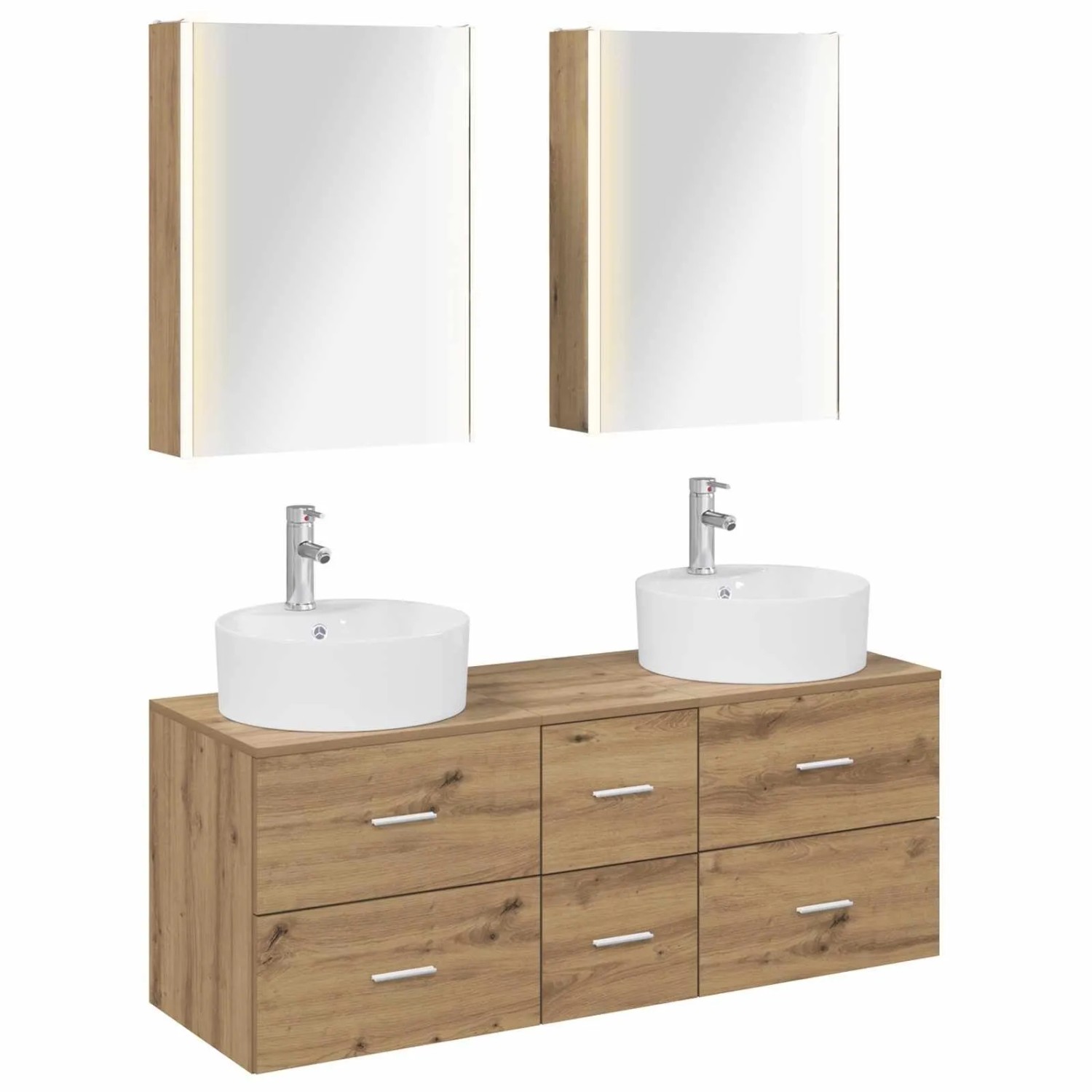 vidaXL Badezimmermöbel-Set 5-Tlg Artisan-Eiche Ingenieurholz und Glas 3406934