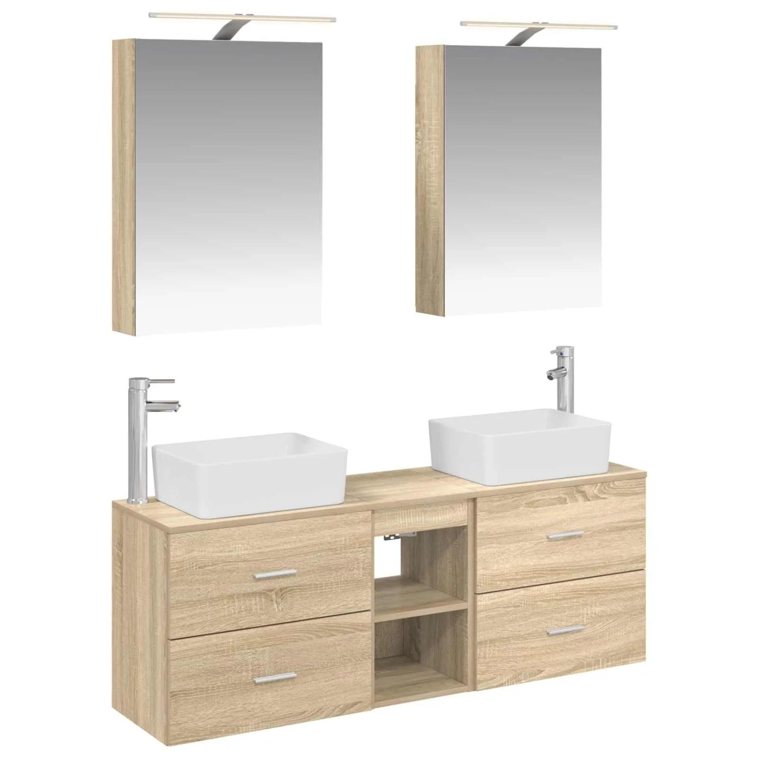 vidaXL Badezimmermöbel-Set 5-Tlg Sonoma-Eiche Ingenieurholz und Glas 3406833