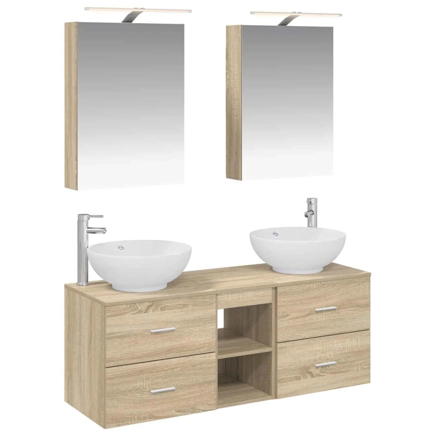 vidaXL Badezimmermöbel-Set 5-Tlg Sonoma-Eiche Ingenieurholz und Glas 3406953