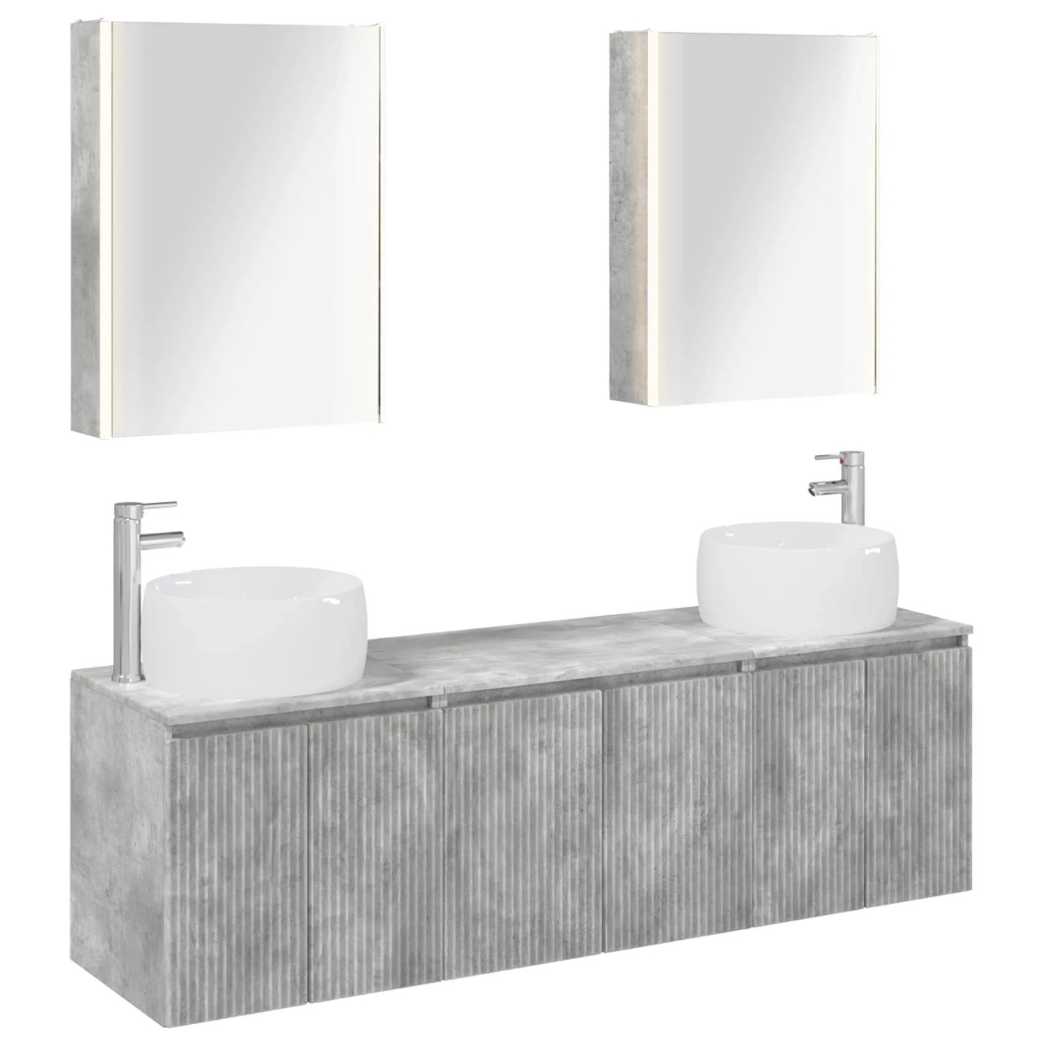 vidaXL Badezimmerschrank-Set 5-Tlg Betongrau Holzwerkstoff 3406530