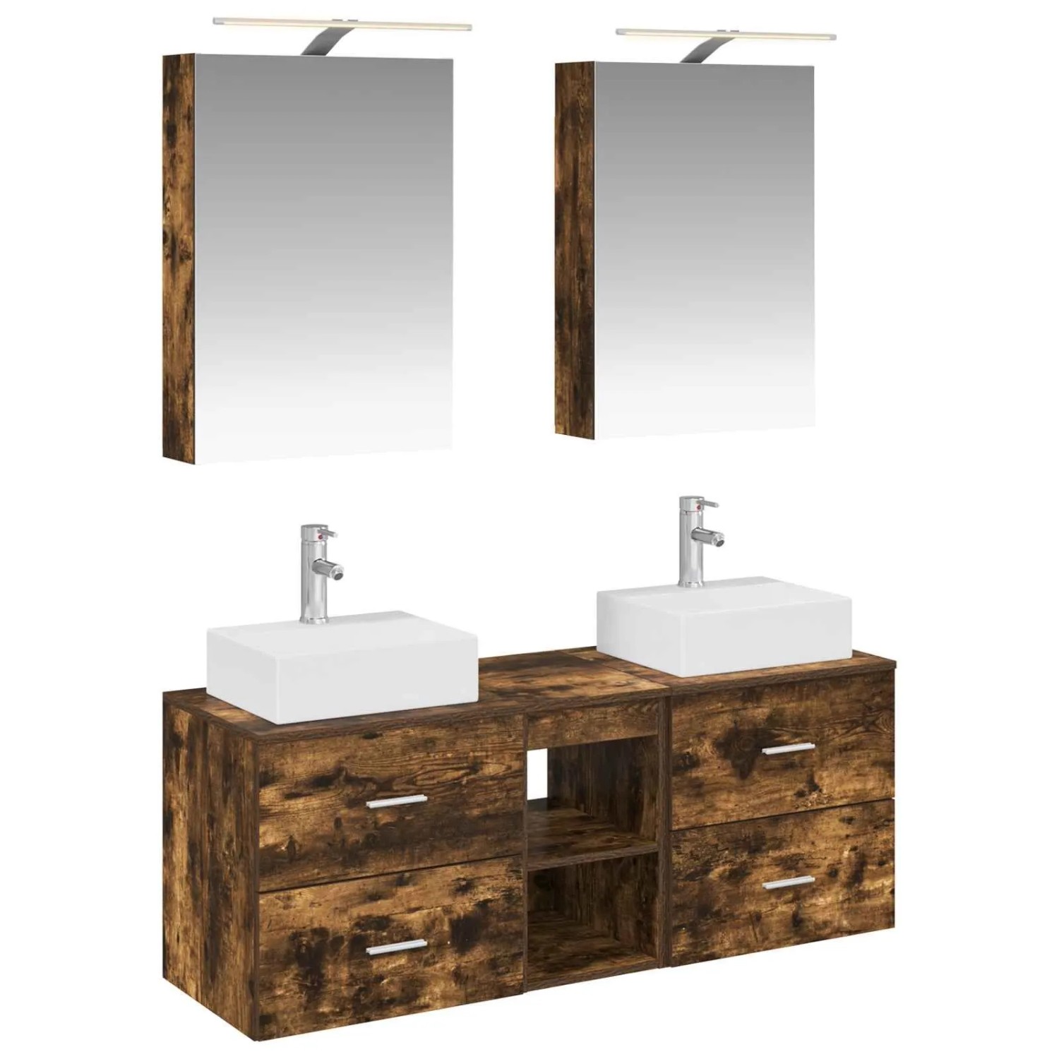 vidaXL Badezimmermöbel-Set 5-Tlg Geräucherte Eiche 3406795