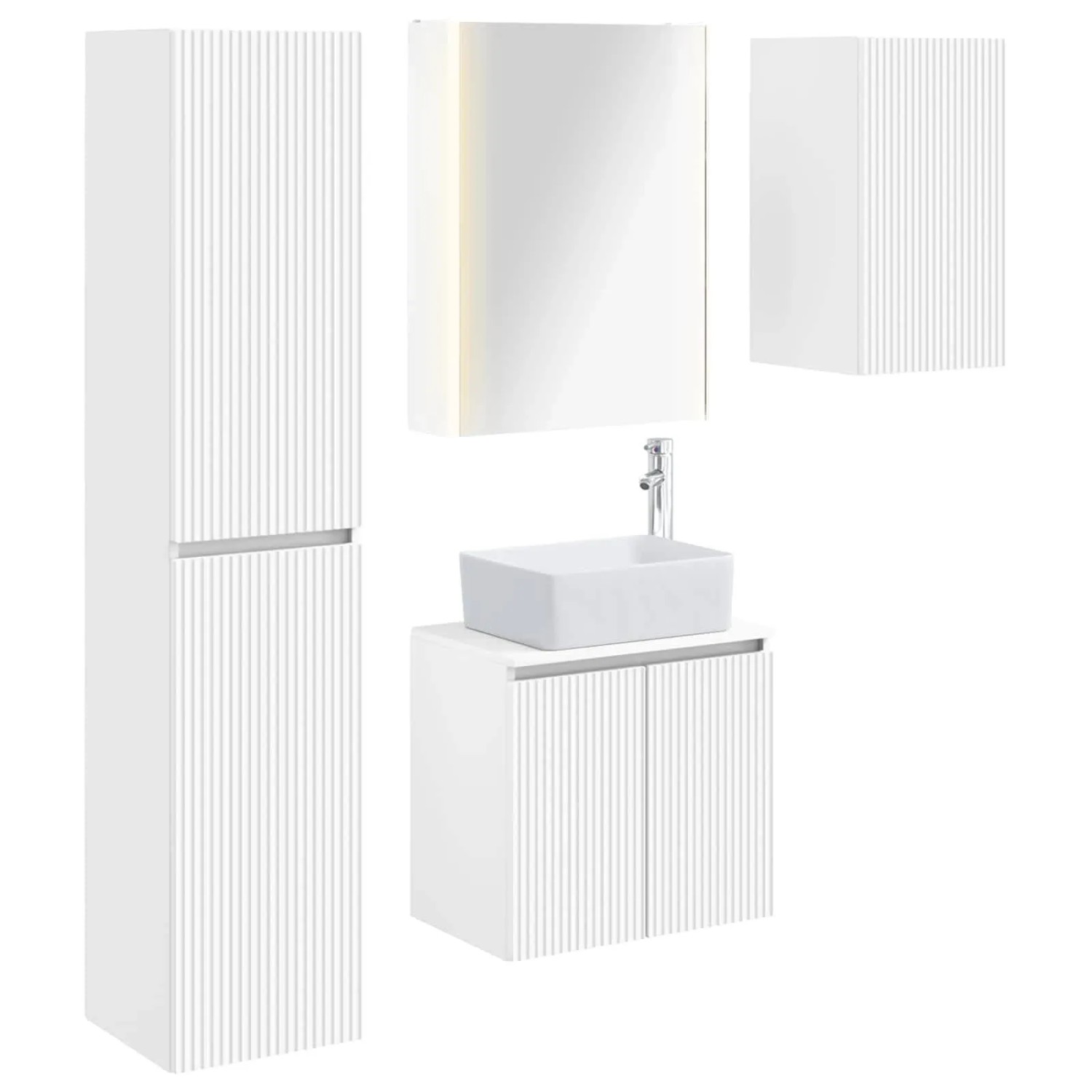 vidaXL Badezimmerschrank-Set 5-Tlg Weiß 53 x 15,5 x 70 cm 3407327