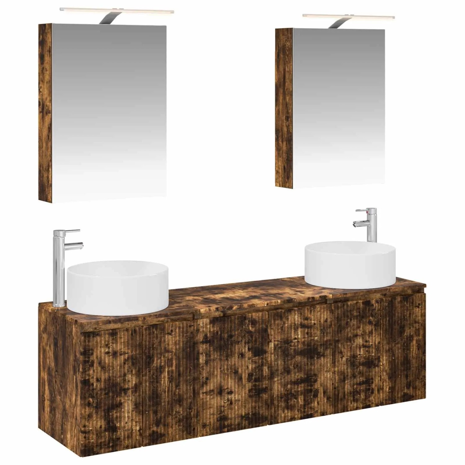 vidaXL Badezimmerschrank-Set 5-Tlg Geräucherte Eiche Holzwerkstoff 3406555