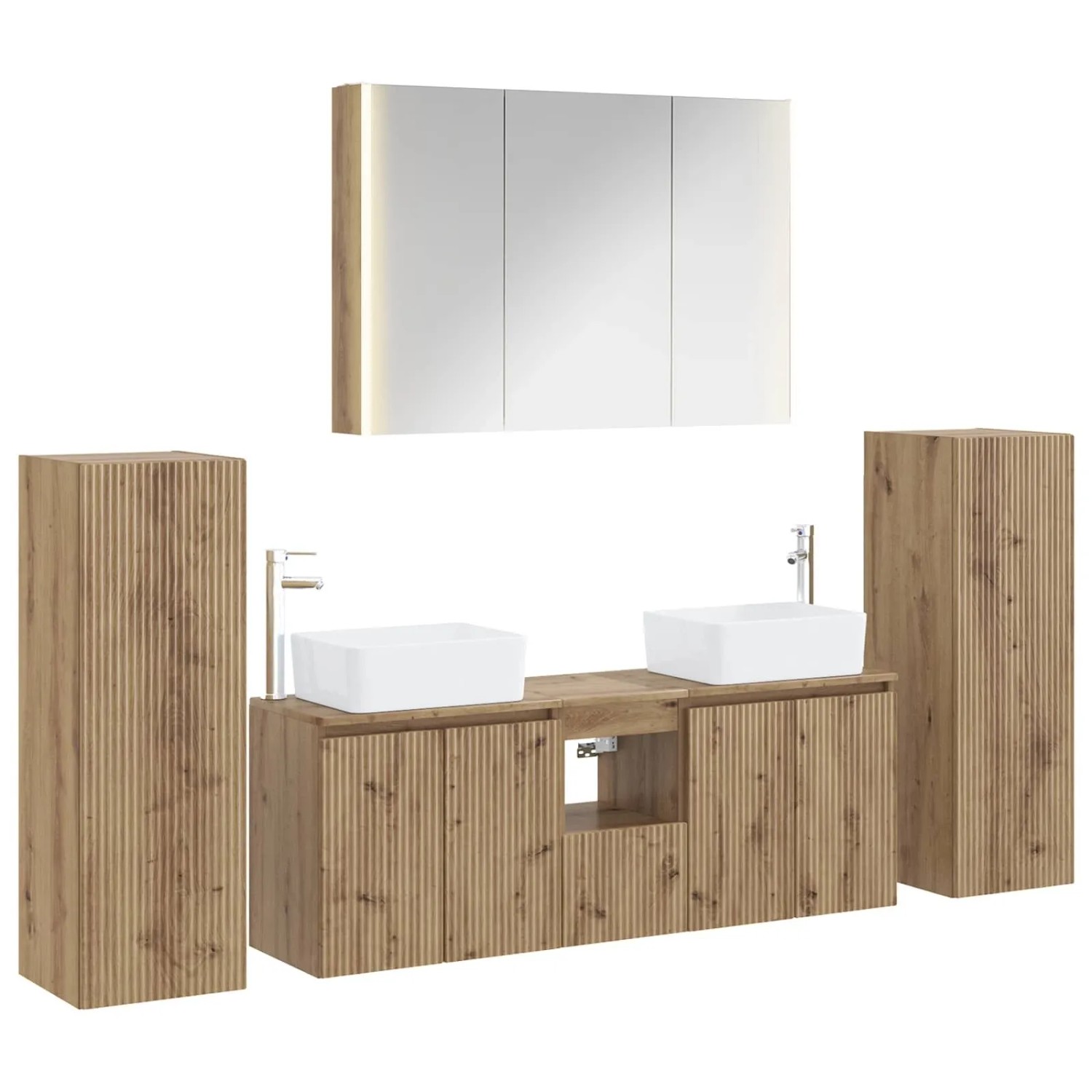 vidaXL Badezimmermöbel-Set 6-Tlg Artisan-Eiche Ingenieurholz und Glas 3407174