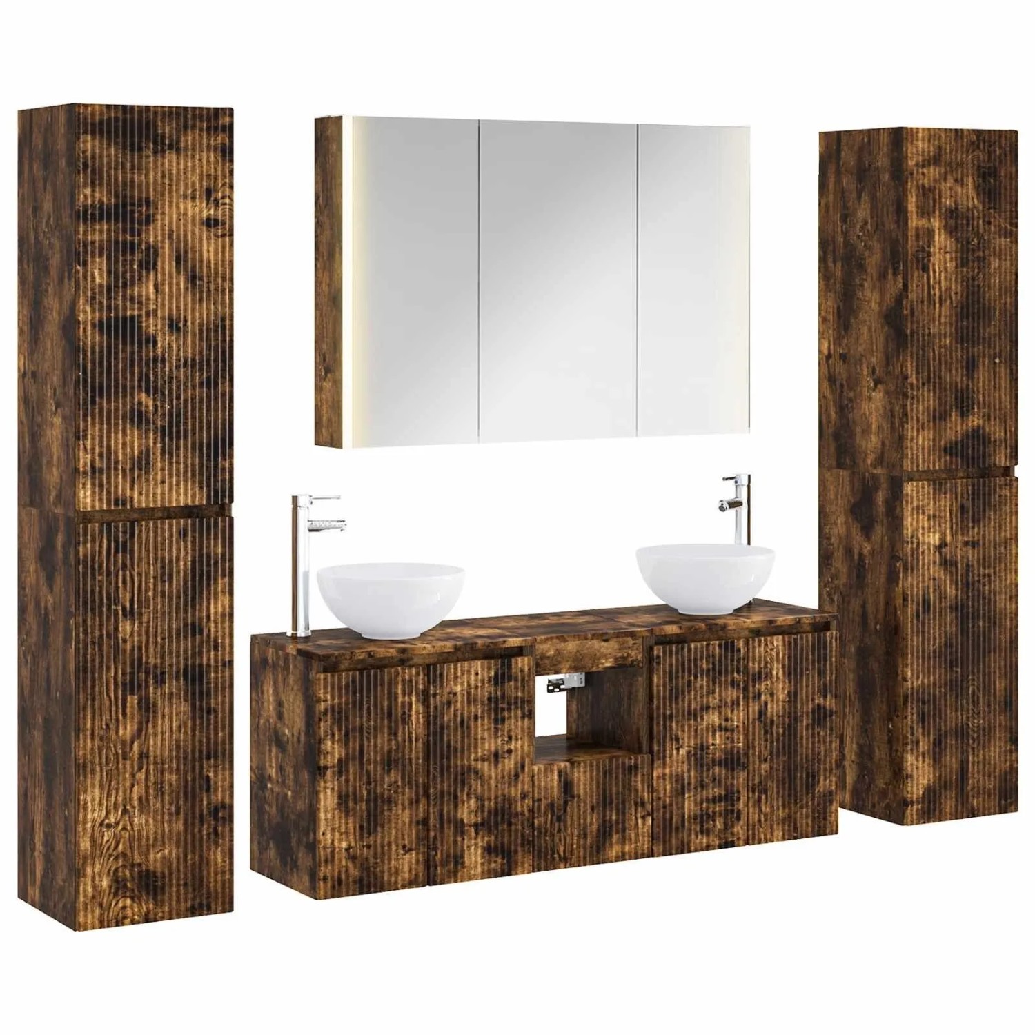 vidaXL Badezimmermöbel-Set 6-Tlg Geräucherte Eiche 3407219