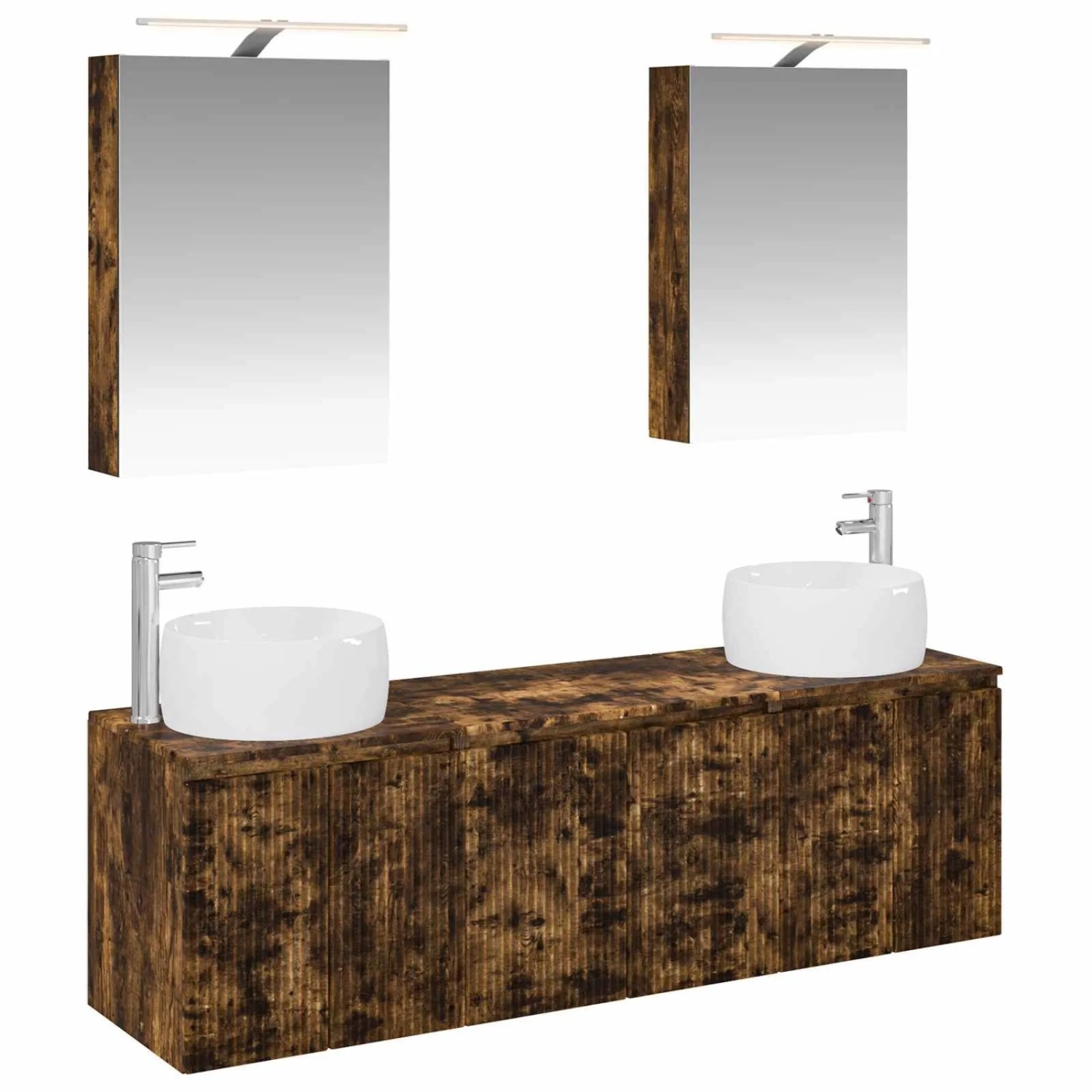 vidaXL Badezimmerschrank-Set 5-Tlg Geräucherte Eiche Holzwerkstoff 3406515