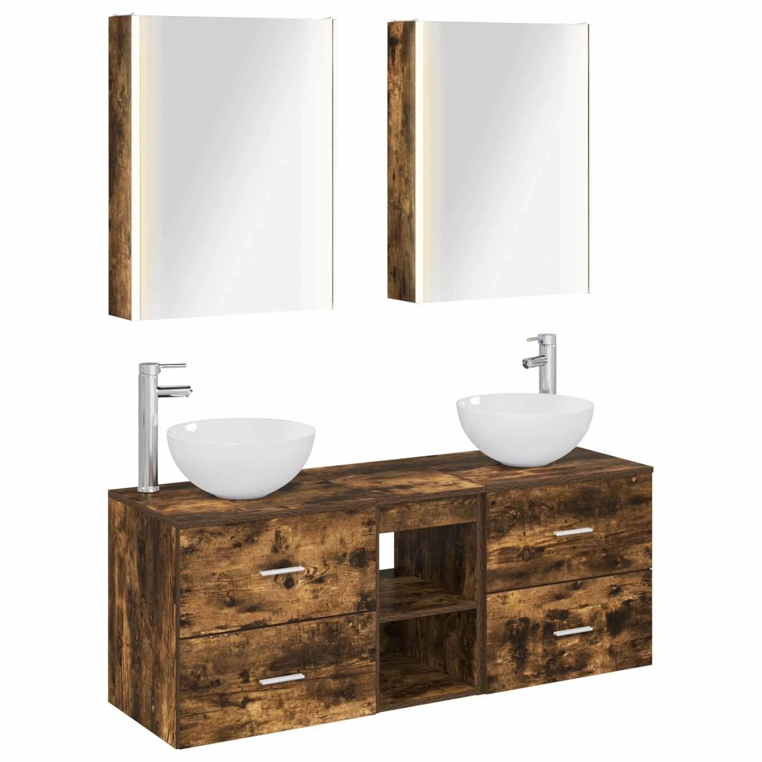 vidaXL Badezimmermöbel-Set 5-Tlg Geräucherte Eiche 3406731