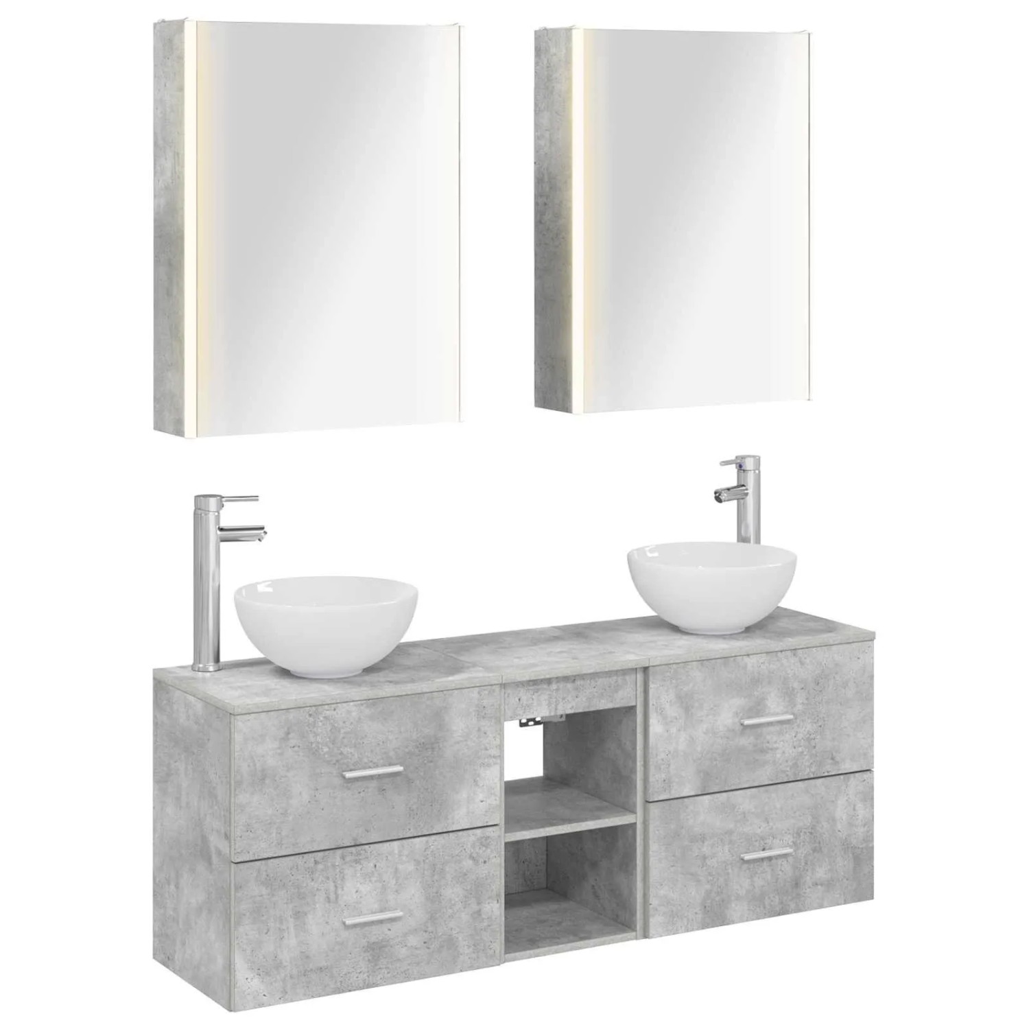vidaXL Badezimmerschrank-Set 5-Tlg Betongrau 53 x 15,5 x 70 cm 3406690