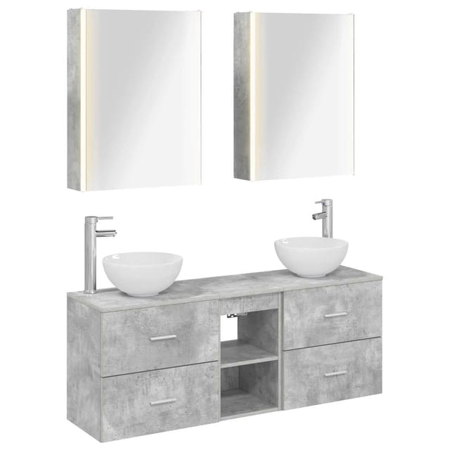 vidaXL Badezimmerschrank-Set 5-Tlg Betongrau 53 x 15,5 x 70 cm 3406690