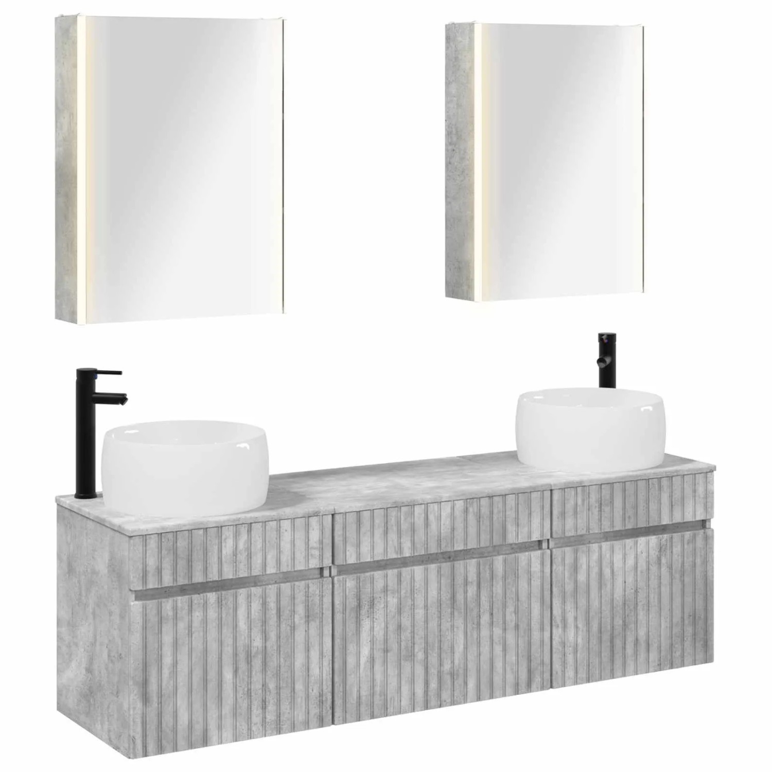 vidaXL Badezimmerschrank-Set 5-Tlg Betongrau 53 x 15,5 x 70 cm 3406650