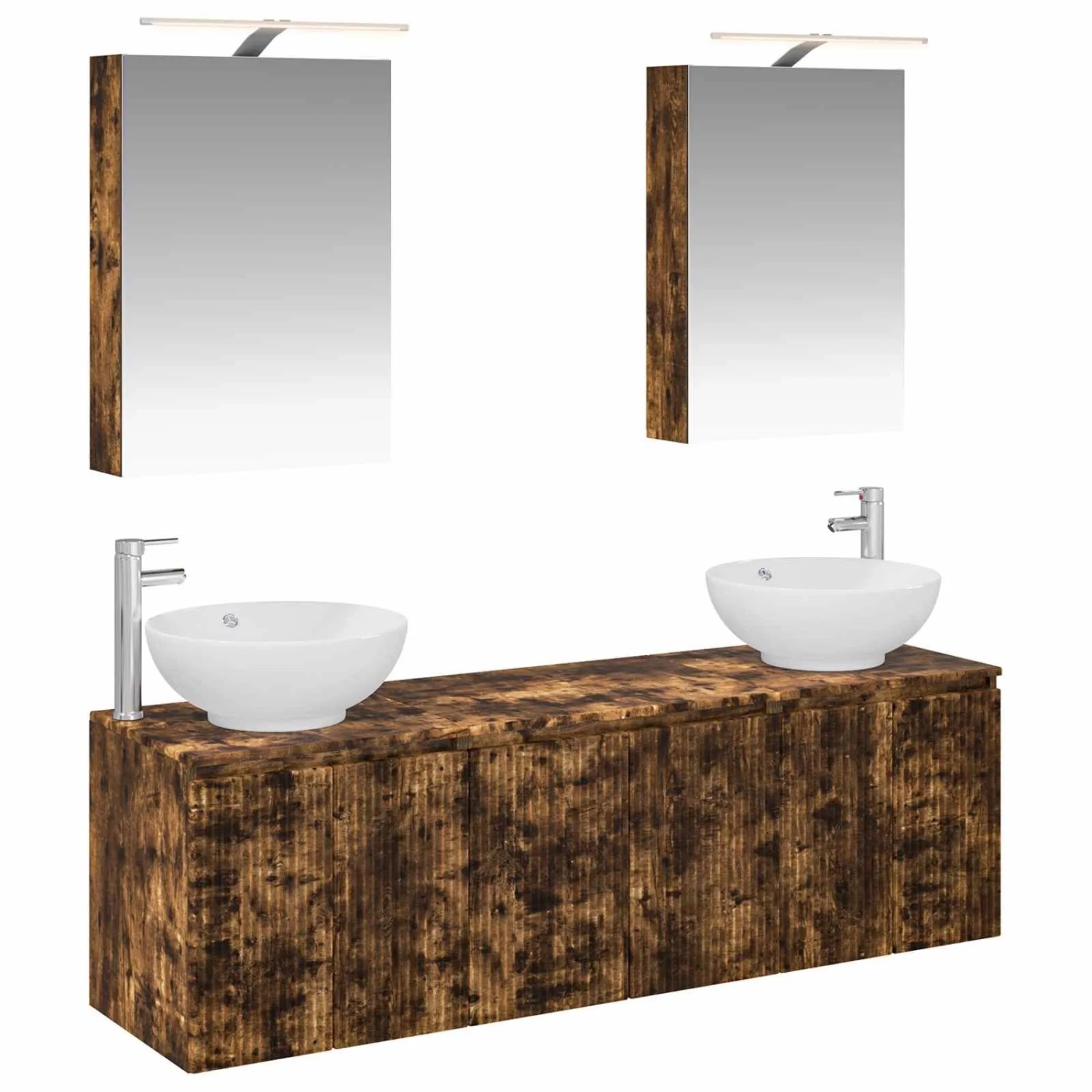 vidaXL Badezimmerschrank-Set 5-Tlg Geräucherte Eiche Holzwerkstoff 3406475