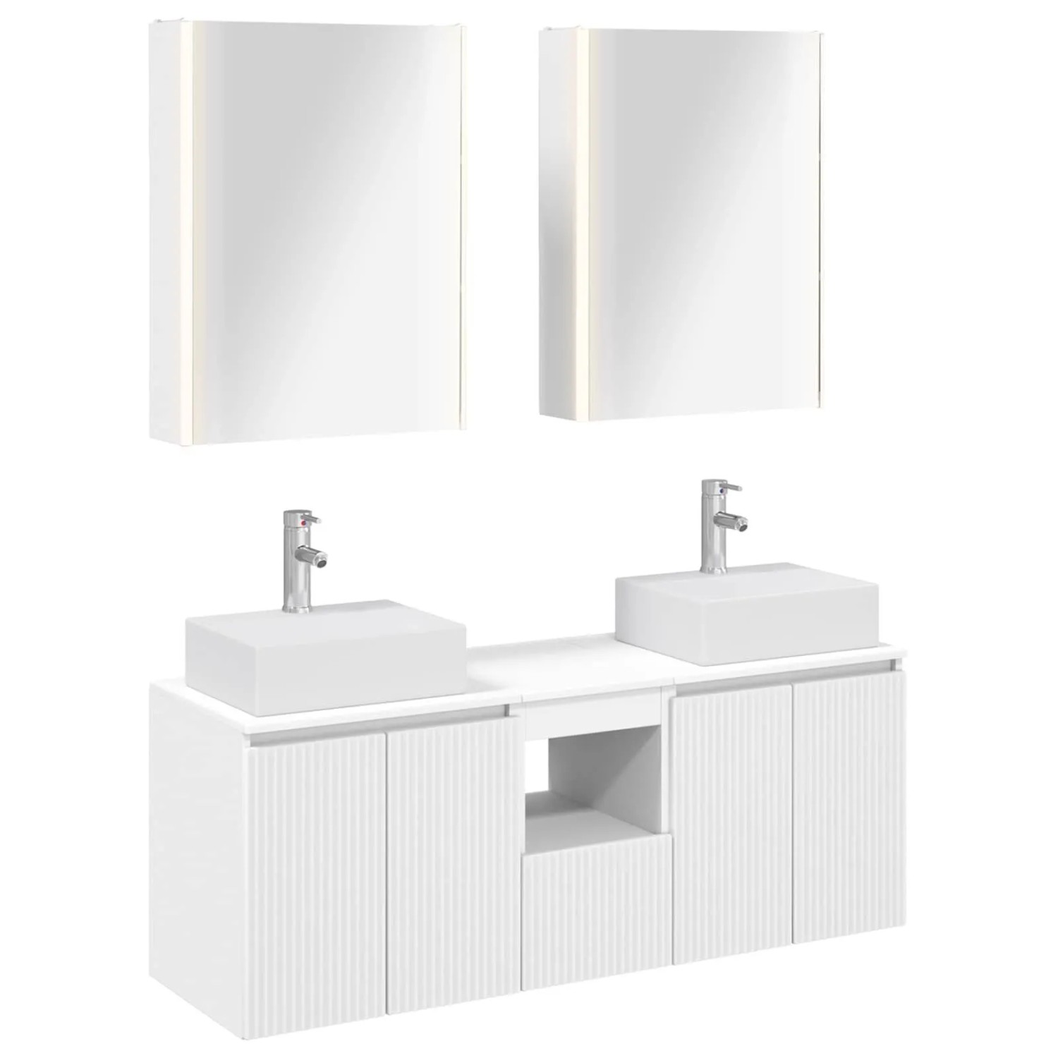 vidaXL Badezimmerschrank-Set 5-Tlg Weiß Holzwerkstoff 3406407