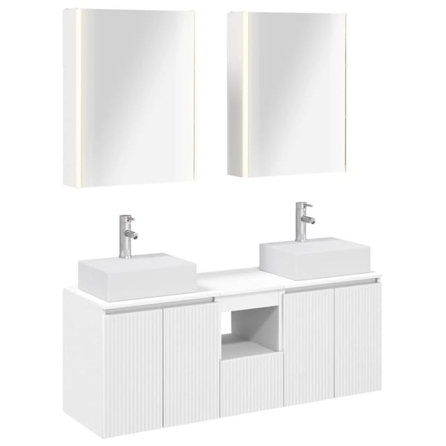 vidaXL Badezimmerschrank-Set 5-Tlg Weiß Holzwerkstoff 3406407