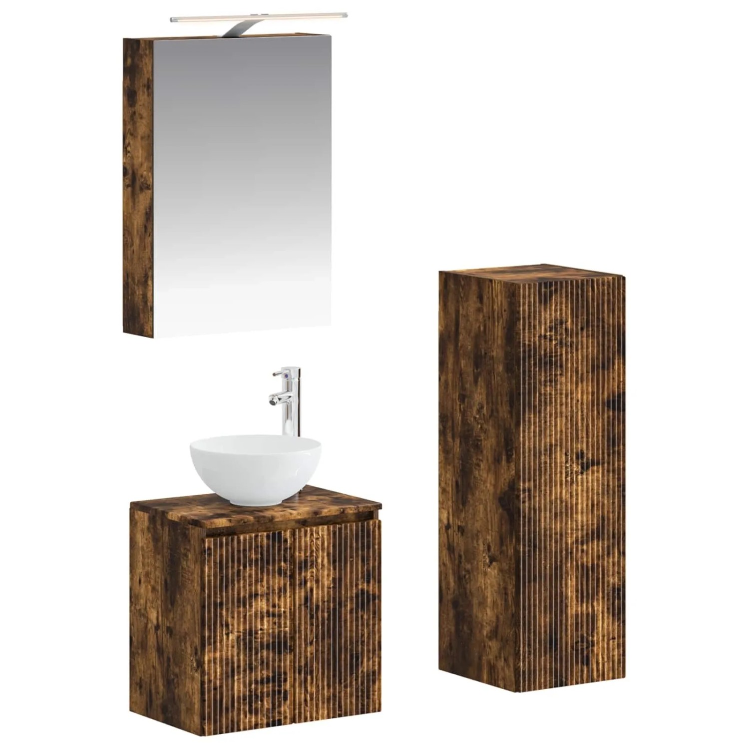 vidaXL Badezimmermöbel-Set 4-Tlg Geräucherte Eiche 3407411
