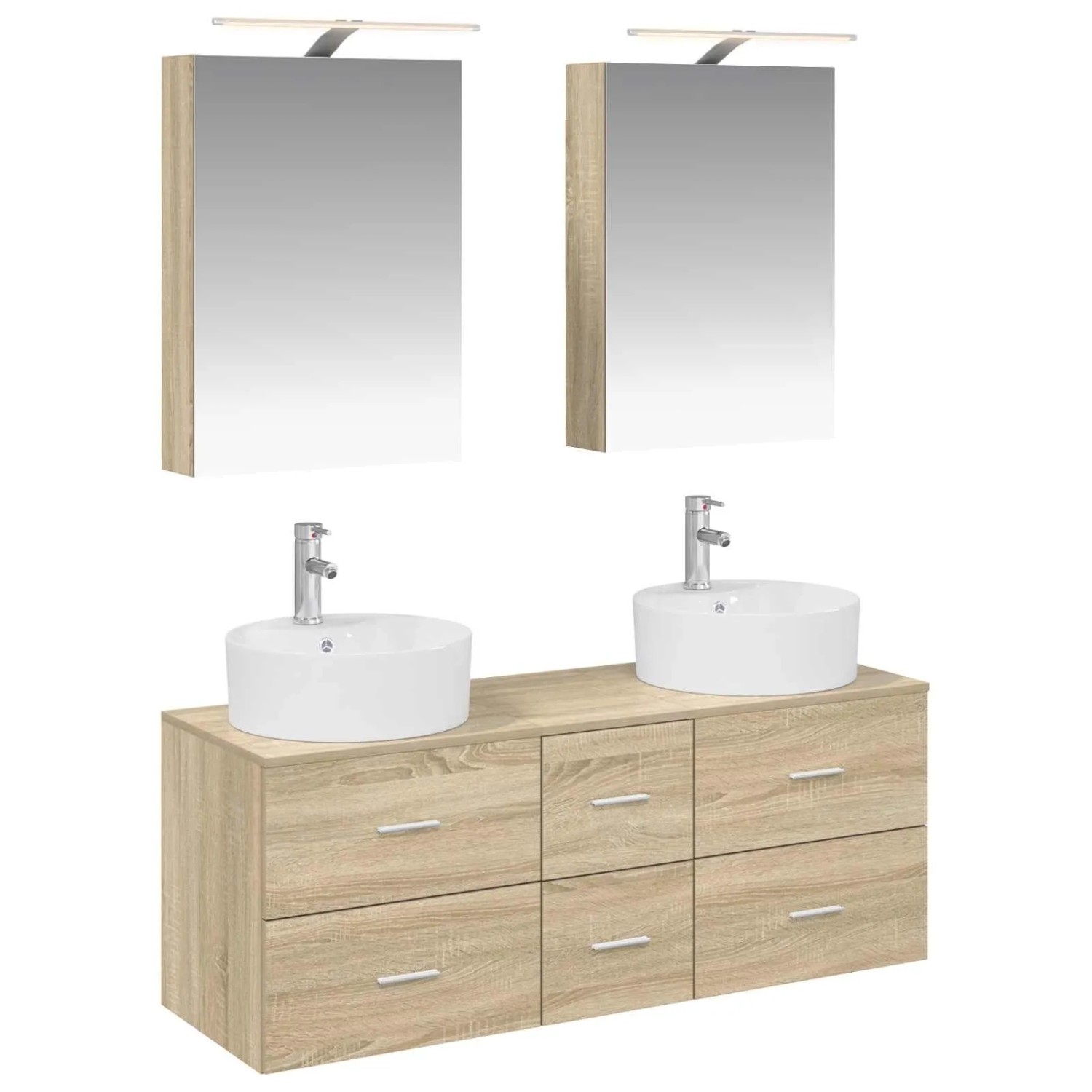 vidaXL Badezimmermöbel-Set 5-Tlg Sonoma-Eiche Ingenieurholz und Glas 3406913